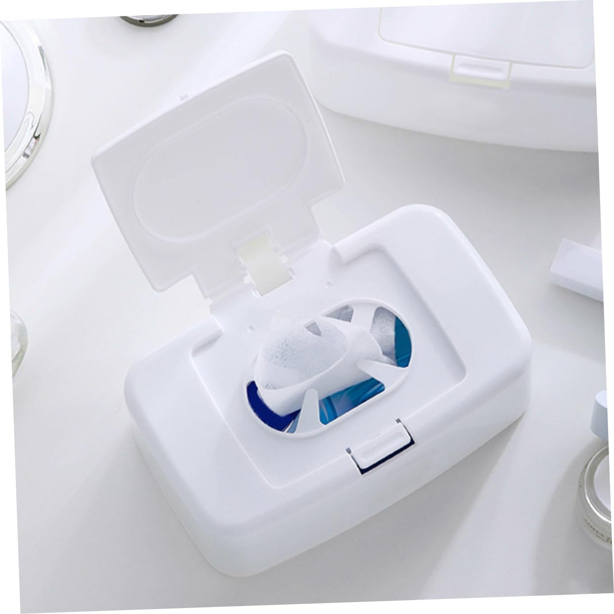 Generic 4Pcs Storage Box Dispenser Washable Car Cleaning Controller Portable Constant USB Heater Wipes Container Refillable Thermostat Reusable Wipes Holder Pp White image number 4