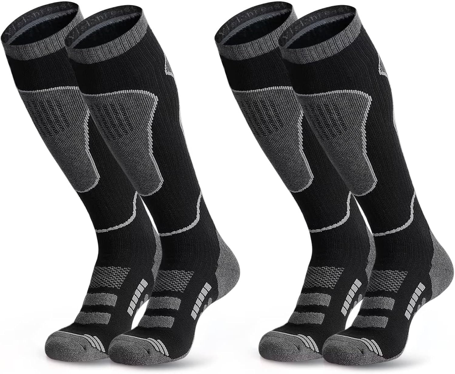 BLAZDEVE 2Pairs Ski Socks for Women Men, Thermal Knee High Snowboarding Skiing Socks, Breathable Compression Socks for Hiking, Snowboarding