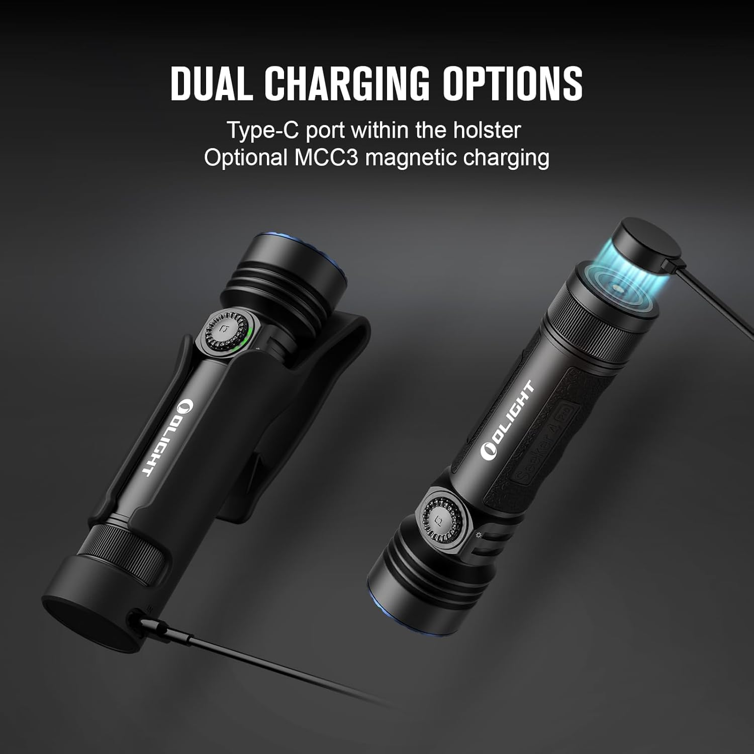 OLIGHT Seeker 4 Pro Maximum 4600 Lumens Super Bright Flashlight with Holster Dual Charging Options for Outdoor Searching, Hunting(Black) image number 6
