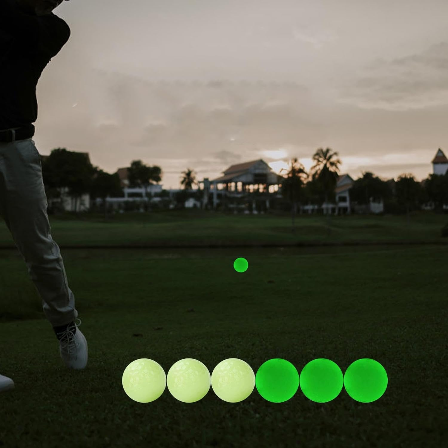 Aymzbd 6 Pack Glow in the Dark Golf Balls, Fluorescent Golf Balls Glow in the Dark, Bright Glowing Balls for Game Tournaments, image number 1