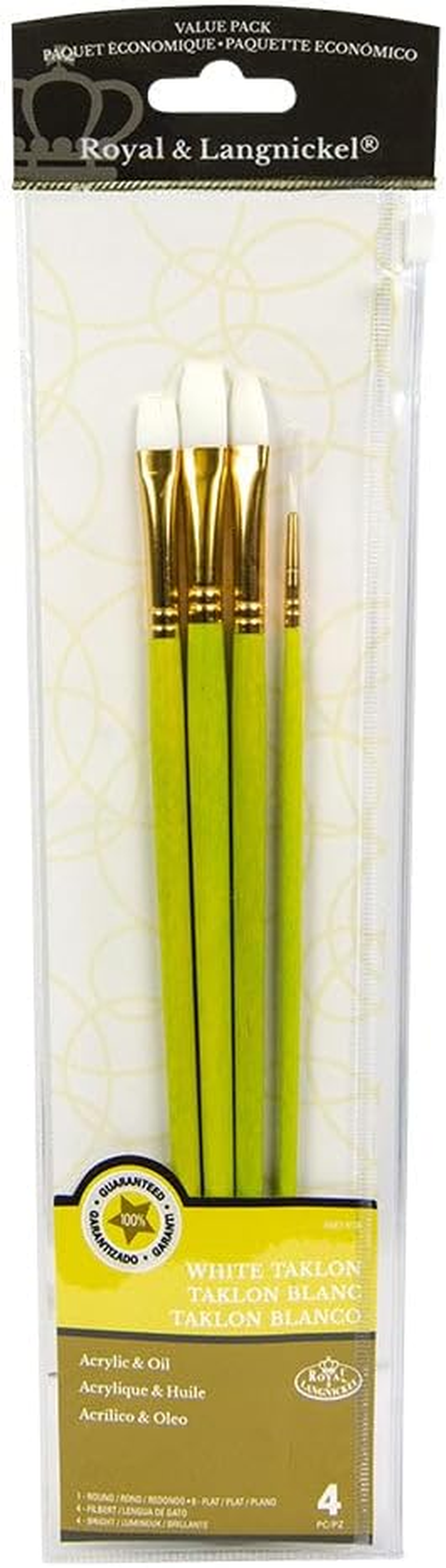 Royal & Langnickel Brush Pack - Acrylics, Oils, Watercolours & Temperas - White Taklon