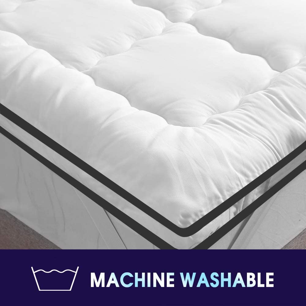 Dreamz Mattress Topper Bedding Pillowtop Bed Mat Pad Protector Cover Medium Soft Comfort Breathable Underlay Hypoallergenic Machine Washable (King Size) image number 2