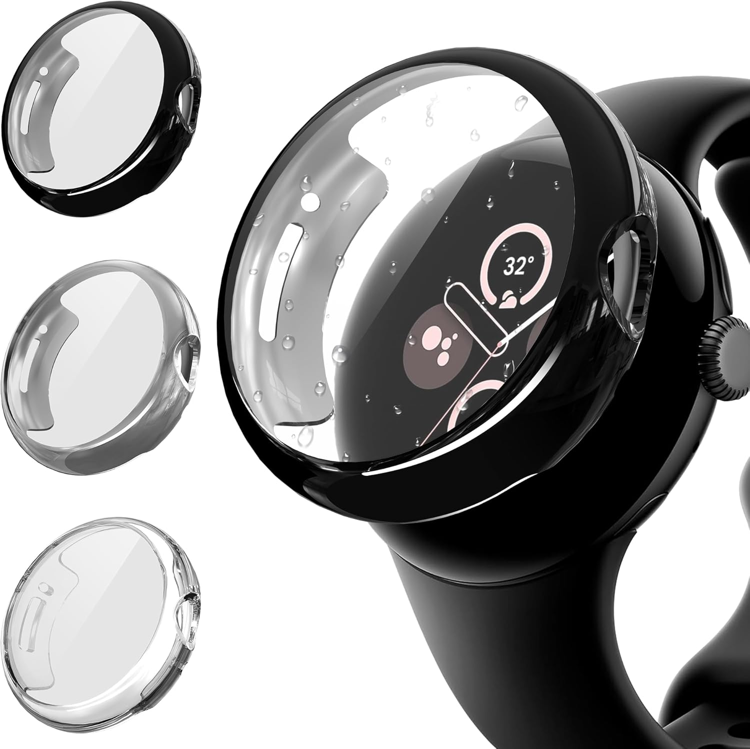 Diruite Pack of 3 Case for Google Pixel Watch Protective Case, Soft TPU Slim Shockproof Plated Screen Protector for Google Pixel Watch Smartwatch Frame Case [Drop Resistant]