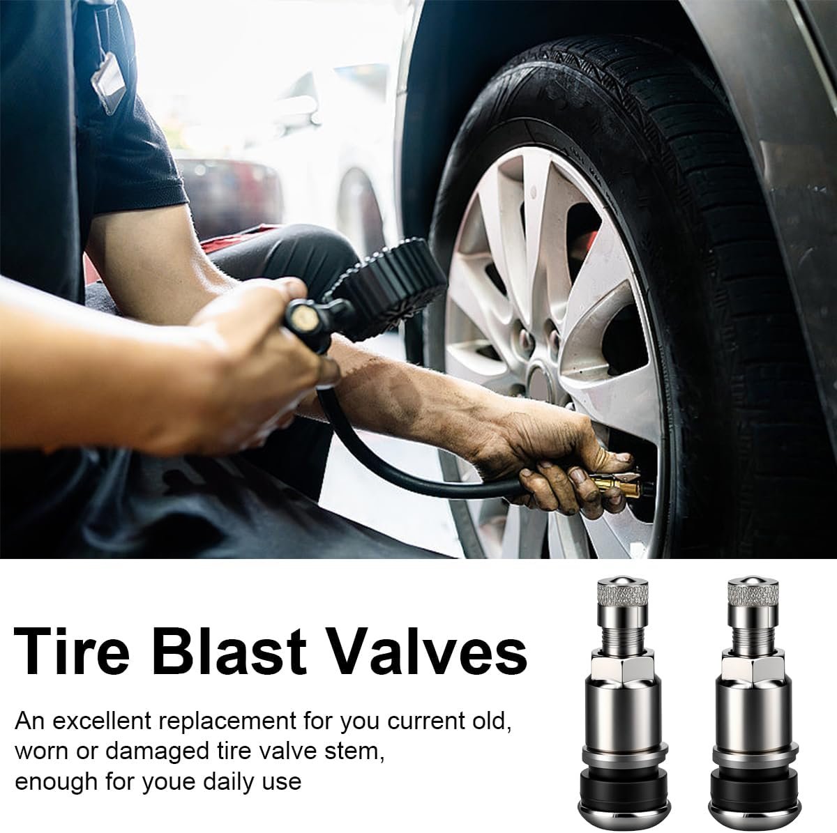 Ruayia Universal Tyre Valve, 8 Pieces, Car Valve, Key, Metal Valves for Aluminium Rims, Car Tyre Valves, Air Valves, Steel Valves, Wheel Valves, Tyre Valves, Pack of 8 image number 3