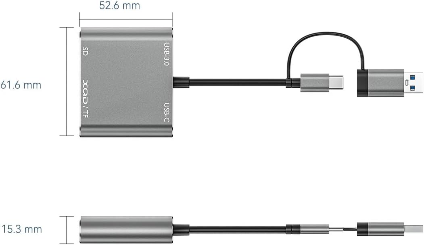 USB3.0 XQD Reader, XICEN SD TF Card Reader, 10Gpbs Super Speed Compatible with Sony GM Series, Lexar 2933X 1400X, USB C Mark XQD Card Adapter, Support for Type-C Windows, Mac OS, Android - Black image number 5