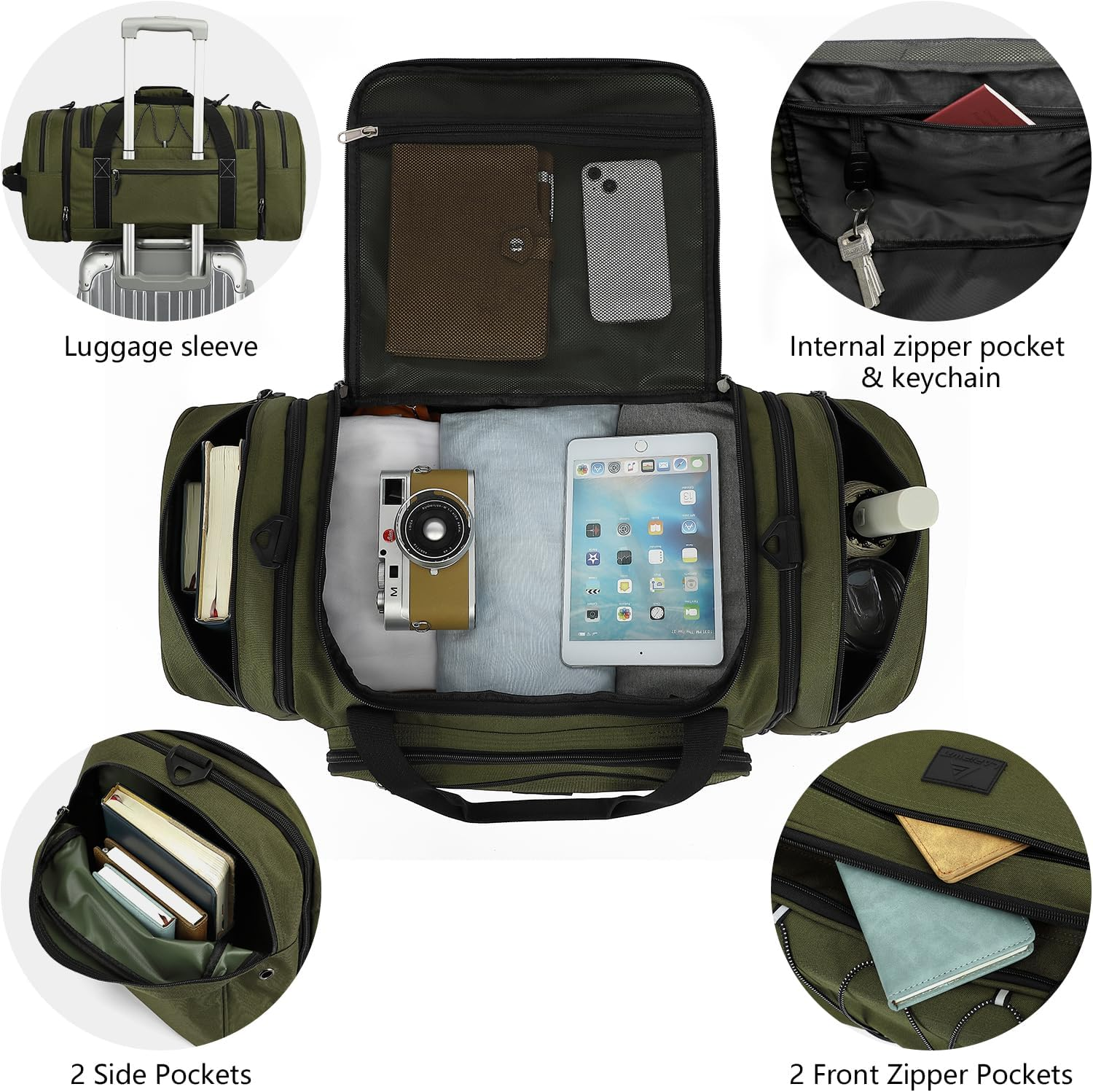 Laripwit Expandable Travel Bag Men'S Weekender Hand Luggage for Camping Sports image number 5