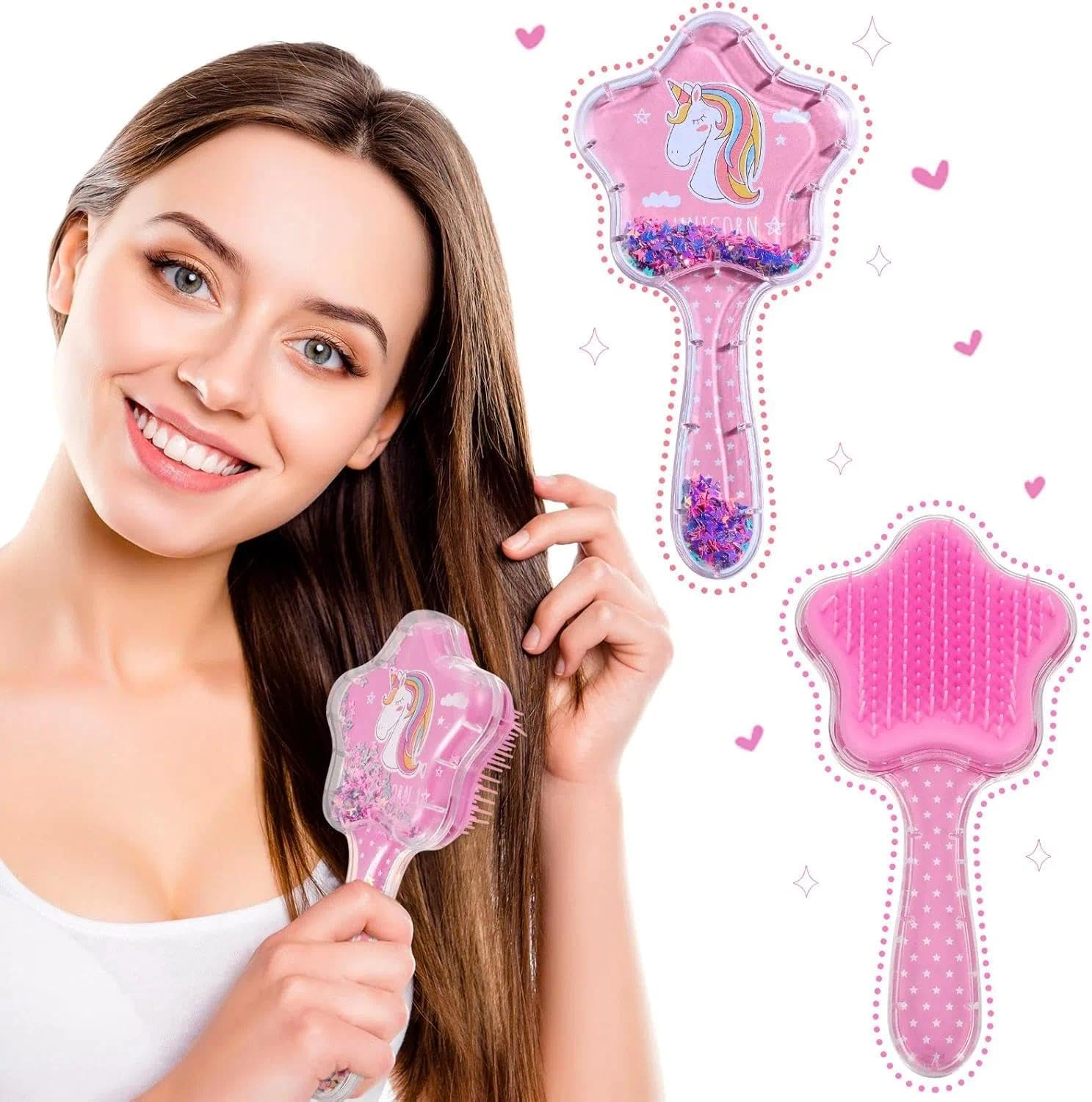 Toddler Hair Brush Set Detangling & Curly Hair Brush for Kids, ABS Material Tangle Tamer, Travel Hair Brush Compatible with Straight, Curly, Wet & Dry Hair &ndash; Pink & Purple &ndash; 2 Pack - Unron image number 4