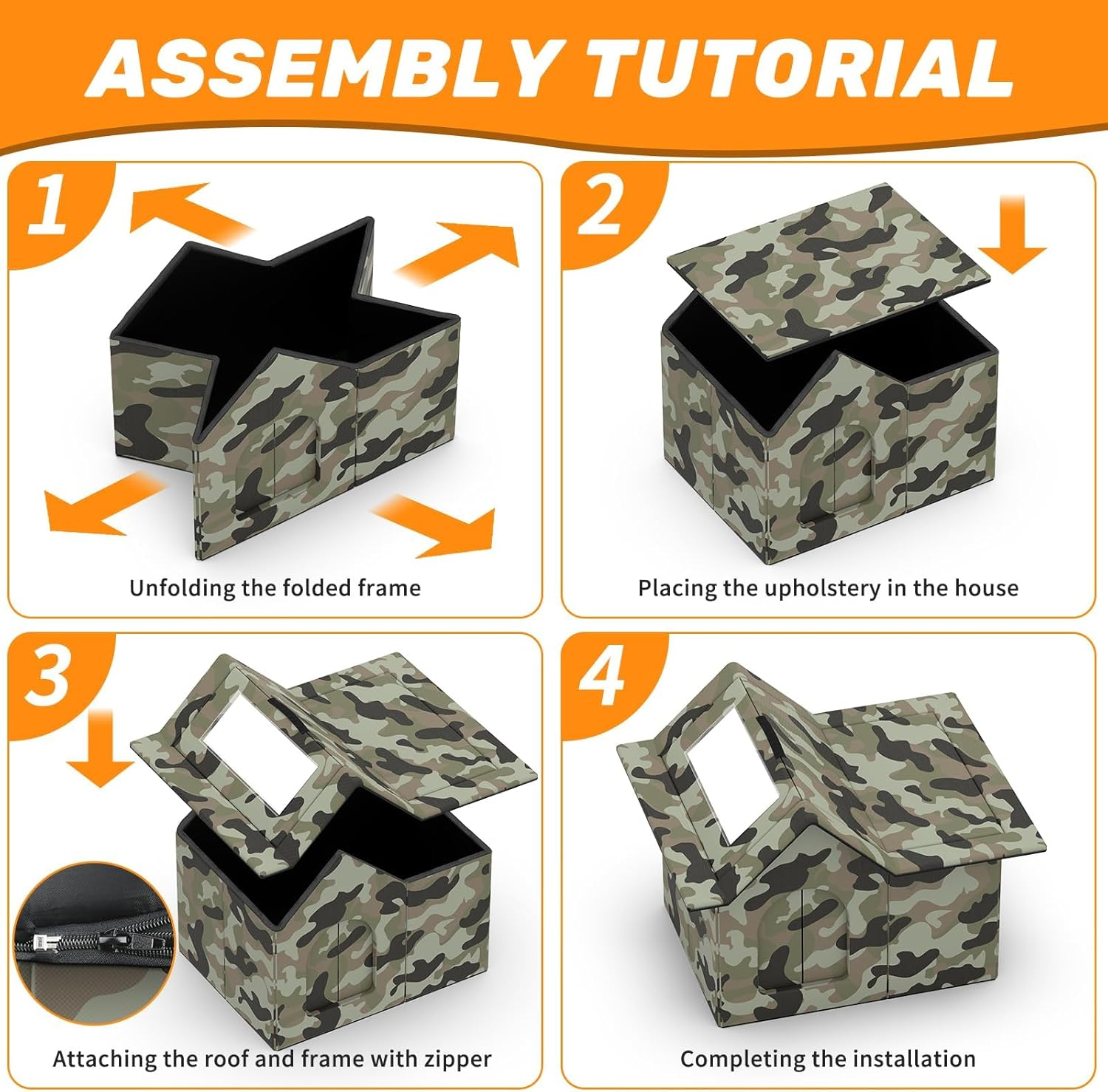 Outdoor Cat House Waterproof, Insulated Cat Houses for Outdoors, Large Feral Cat House for Seasons, Collapsible Outdoor Cats Shelter with Door and Soft Mat, Collapsible Feral Easy to Assemble (Green) image number 4