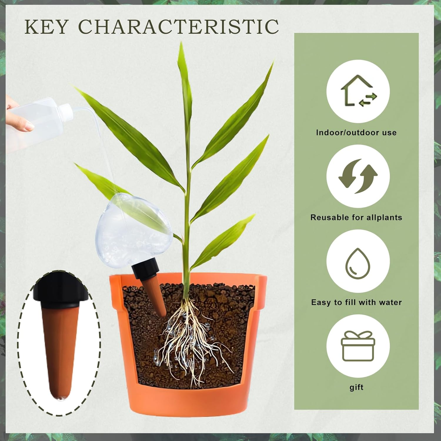 Heart-Shaped 7.04Oz/200Ml Plant Watering Globes - 6 Self Watering Globes for Outdoor ＆ Indoor Plants - Automatic,Slow,Self Watering Spikes Care of Plants Everyday image number 1