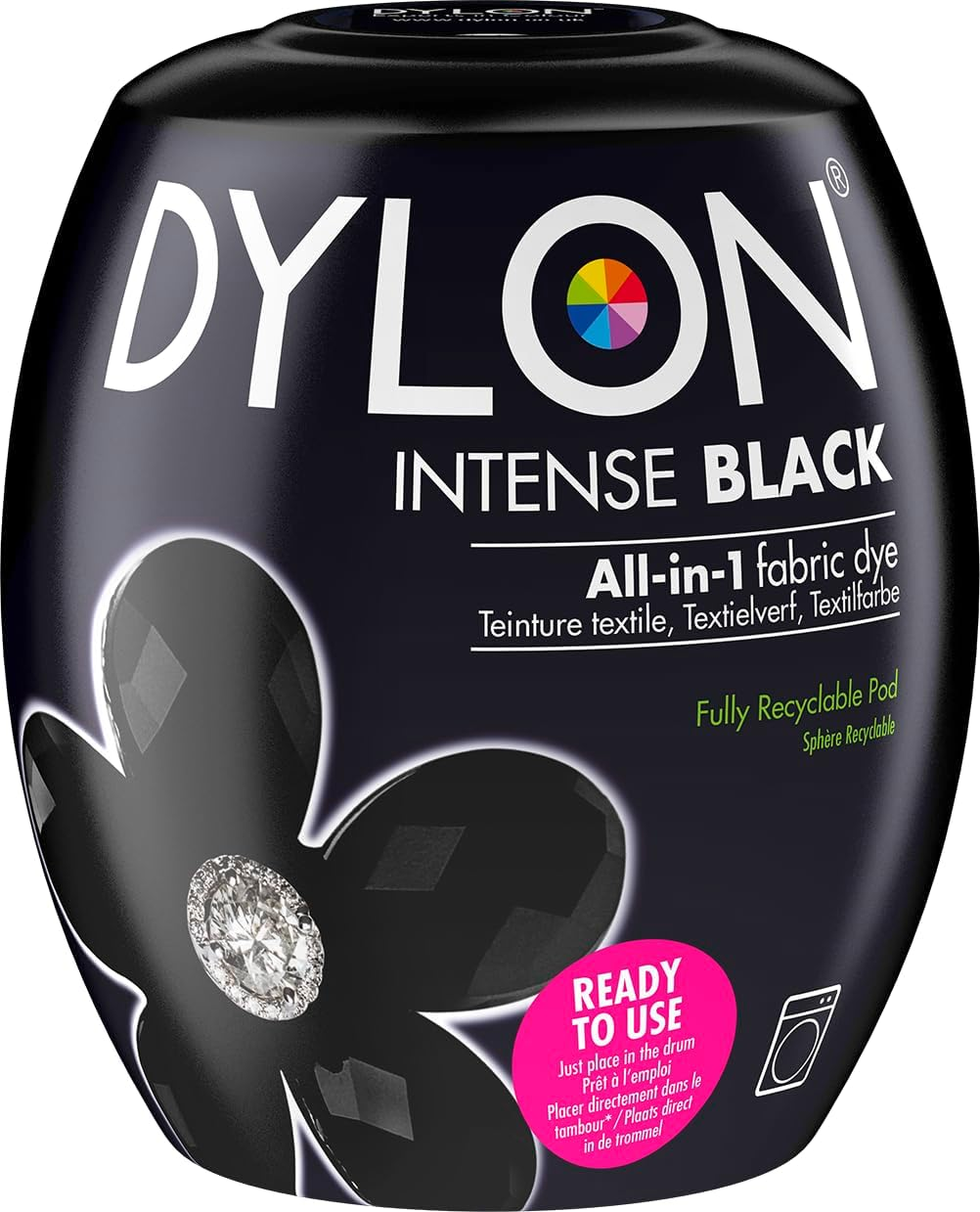 Dylon - Intense Black Machine Dye Pods (350G) - Colours Natural Fabrics (Cotton, Linen) - 1 Pod image number 1