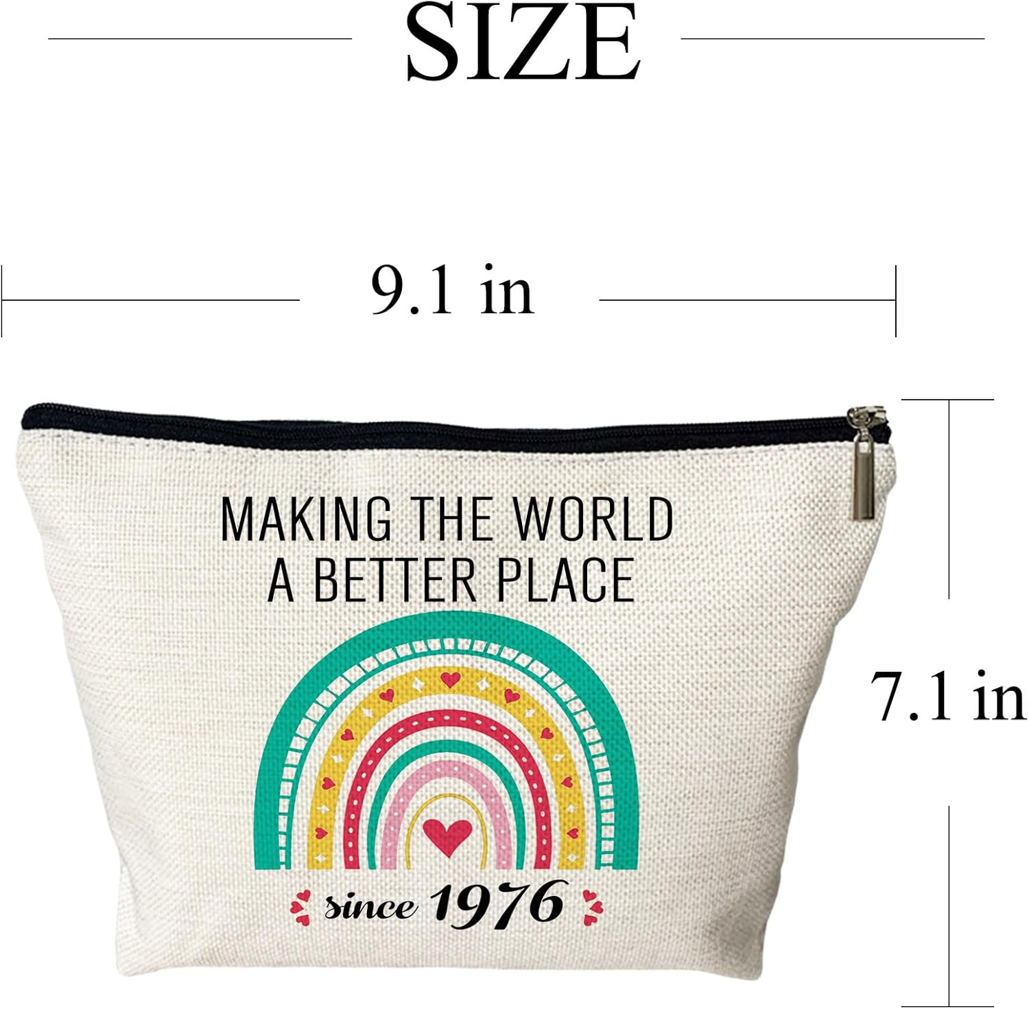 PEJAFAN 50Th Birthday Gifts for Her Cosmetic Bags, Making the World a Better Place since 1976 Makeup Bag, Funny 1976 50 Old Year Gift Ideas for Women, Wife, Sister, Mom, Aunt, Rainbow 1976, Classic image number 1