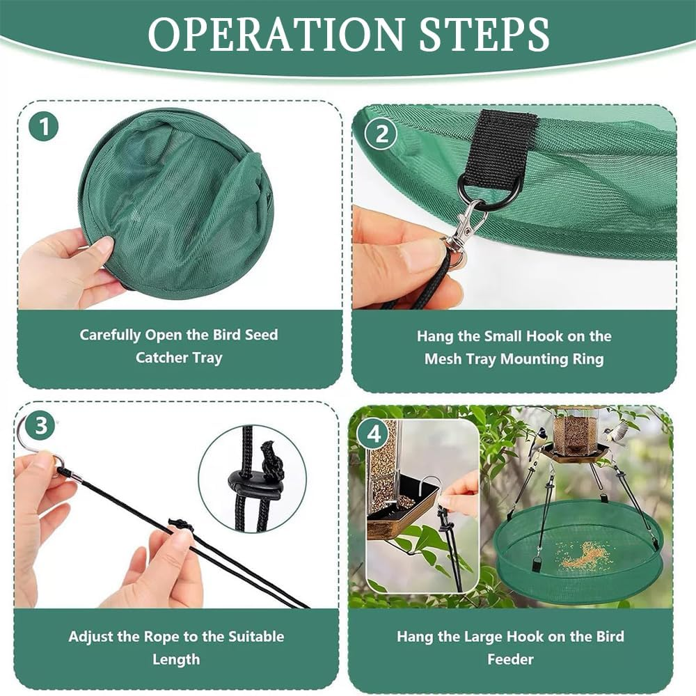 2 Packs Seed Catcher for Bird Feeders, with Adjustable Hanging Hoop, Reducing Waste, Outdoor Garden Accessories, Hanging Hoop Bird Seed Catcher Tray for Hummingbird Feeders image number 3