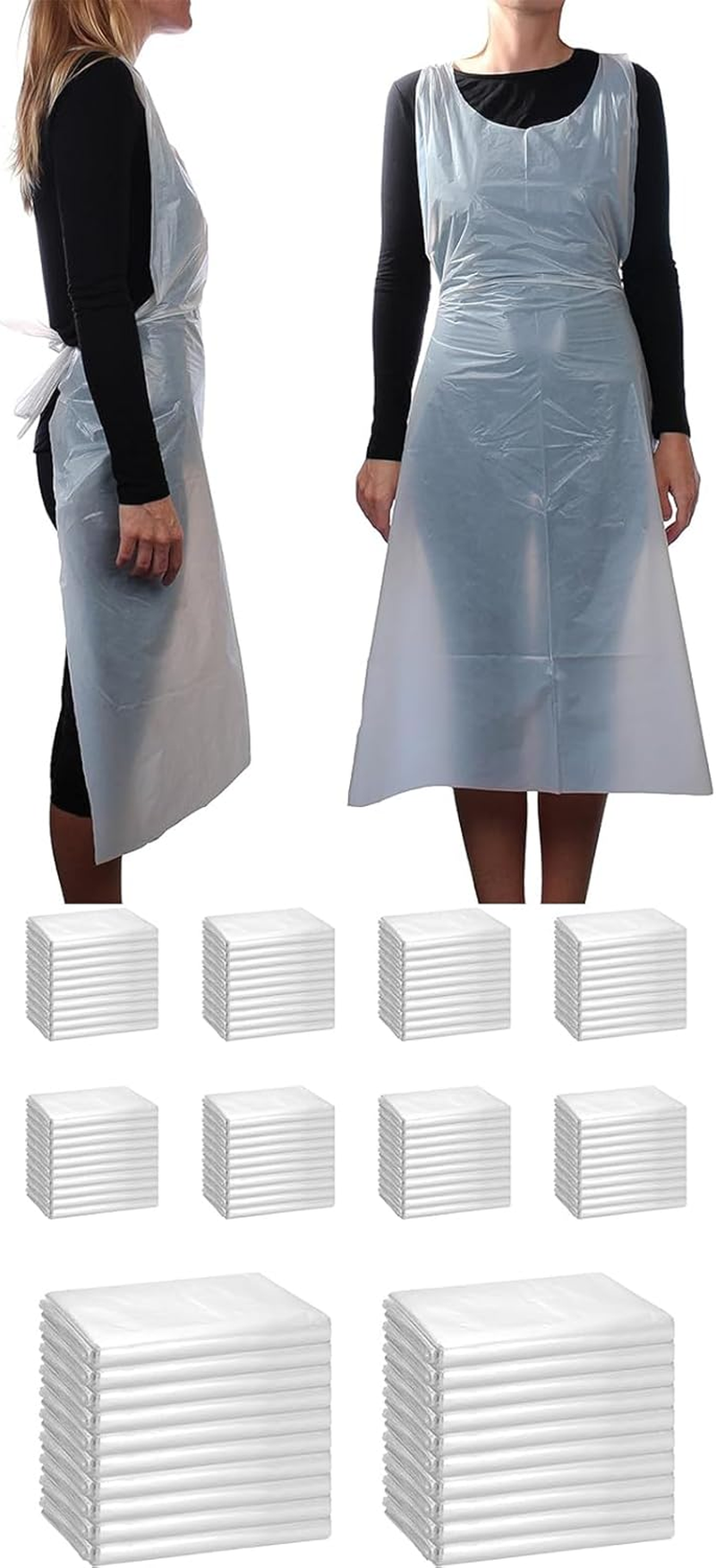 300X Safetyware HDPE Durable Plastic Cover Waterproof Disposable Aprons Gown White Bulk Pack image number 1