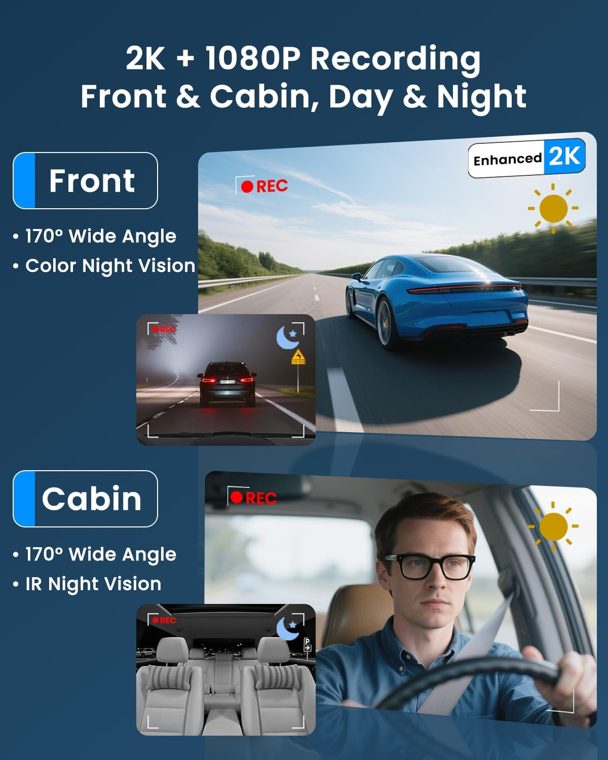 Dash Cam, UCOCARE 4G LTE Dash Cam Front and Cabin with SIM Card, 4G Car Camera No Wifi, 24/7 Live View, Two-Way Talk, 170&deg; Wide Angle, AI Radar Movement/Collision Detection Alert, 64GB Card Included image number 2