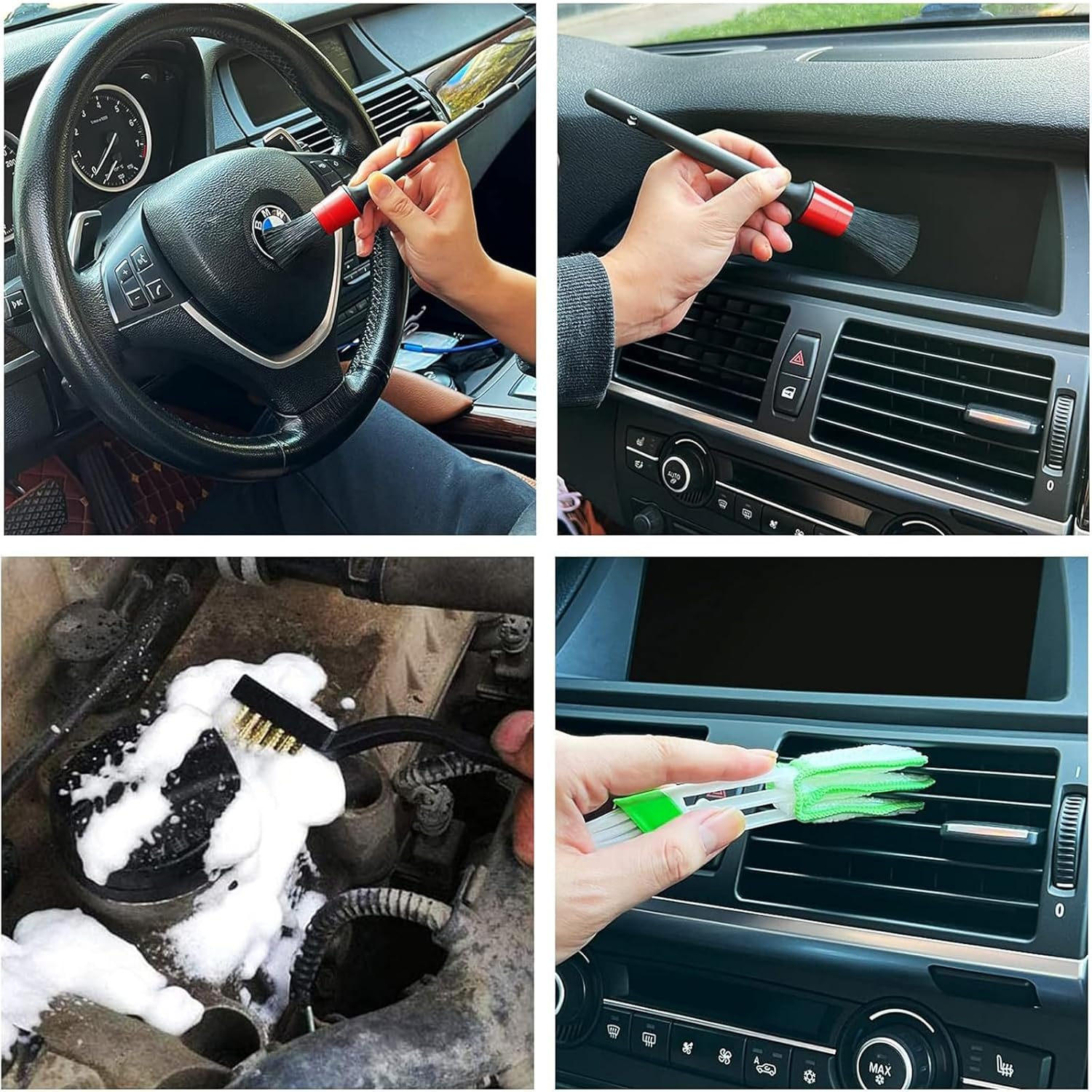 XUTONG 11PCS Car Detailing Brush Set, Interior Cleaning Kit for Panels, Dashboard, Air Vents, Leather, Computers
