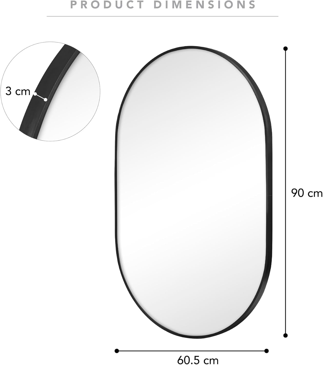 Cooper & Co. Zoe 90Cm Oval Aluminium Mirror Black image number 2