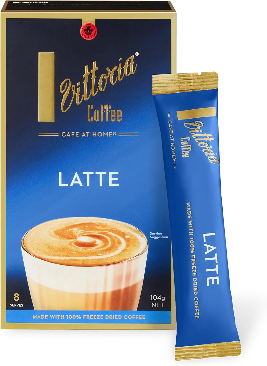Vittoria Coffee Latte Instant Coffee Sachets - 100% Freeze Dried Premium Coffee. Creamy, Smooth Blend. Ready to Mix, Just Add Hot Water. 8 Serves image number 3