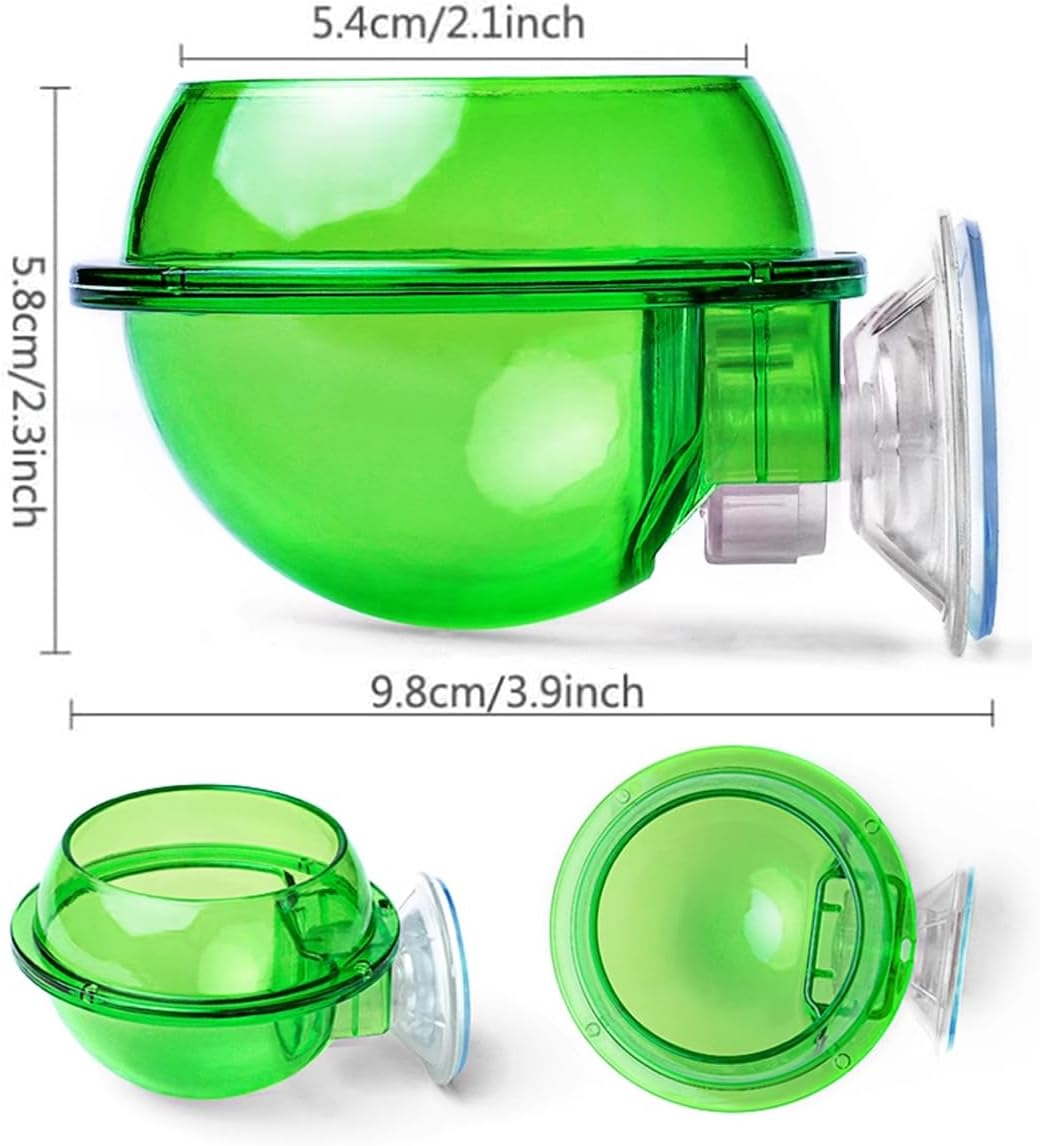 AIMALL 2 PCS Reptile Feeder Anti-Escape Suction Cup Chameleon Bowl Terrarium Food Water Feeding Dish, Double-Layer ABS Design, Easy Installation, Green 3.9 Inch Wall-Mount Bowl for Reptiles image number 2