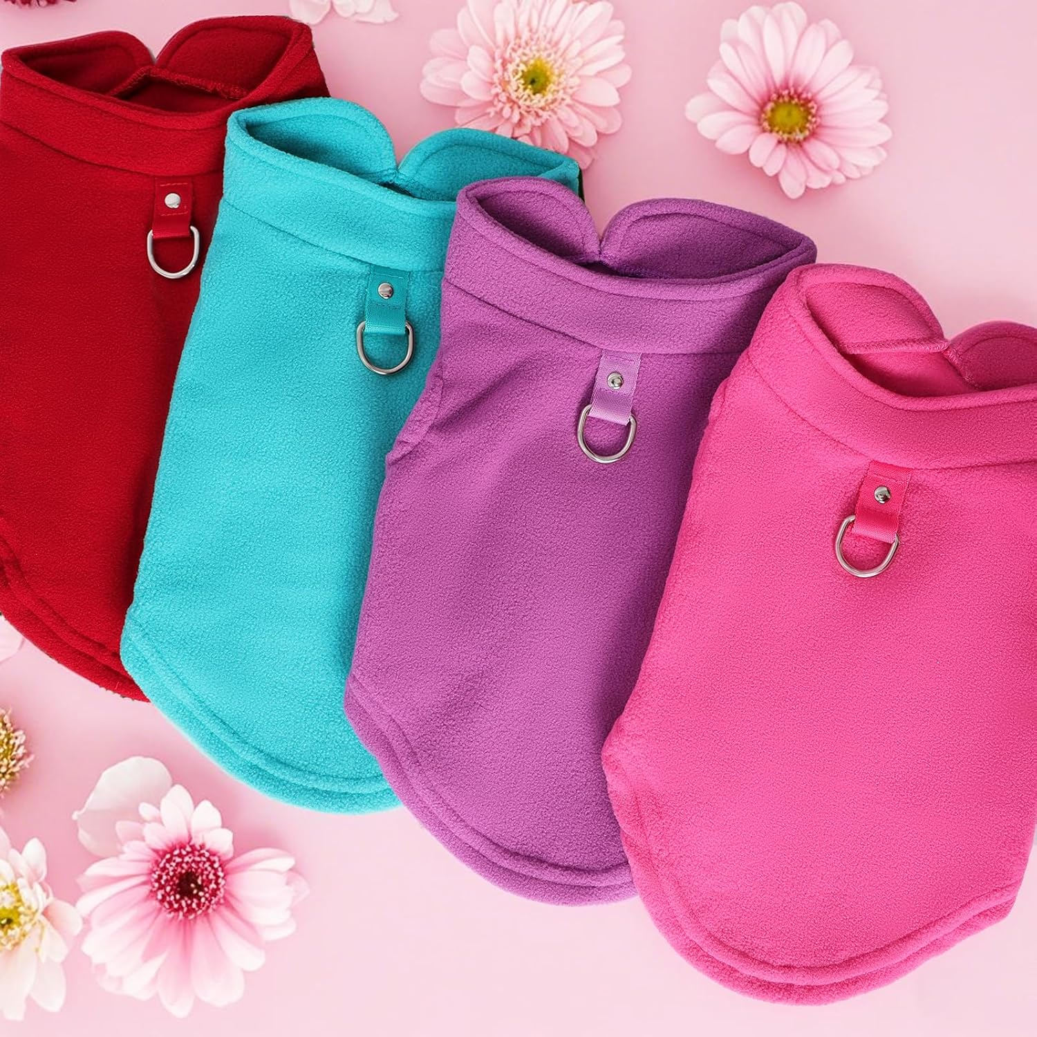 4 Pcs Dog Fleece Vest Sweater Winter Warm Dog Sleeveless Jacket Soft Pullover Fleece Cold Weather Coat Hoodie with D-Ring Leash for Small Medium Dogs Unisex image number 1