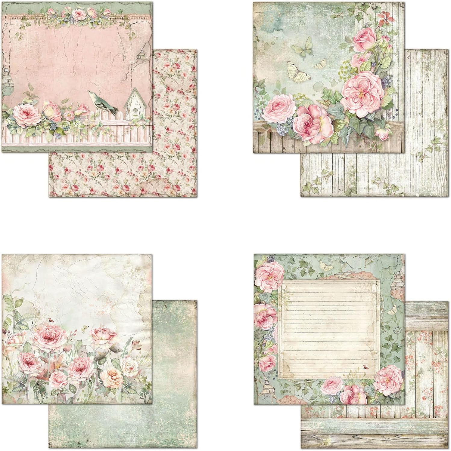 STAMPERIA International, KFT Paper PAD 8X8 10PK House Rose, 20.3 X 20.3 (8" X 8"), Multicoloured image number 5