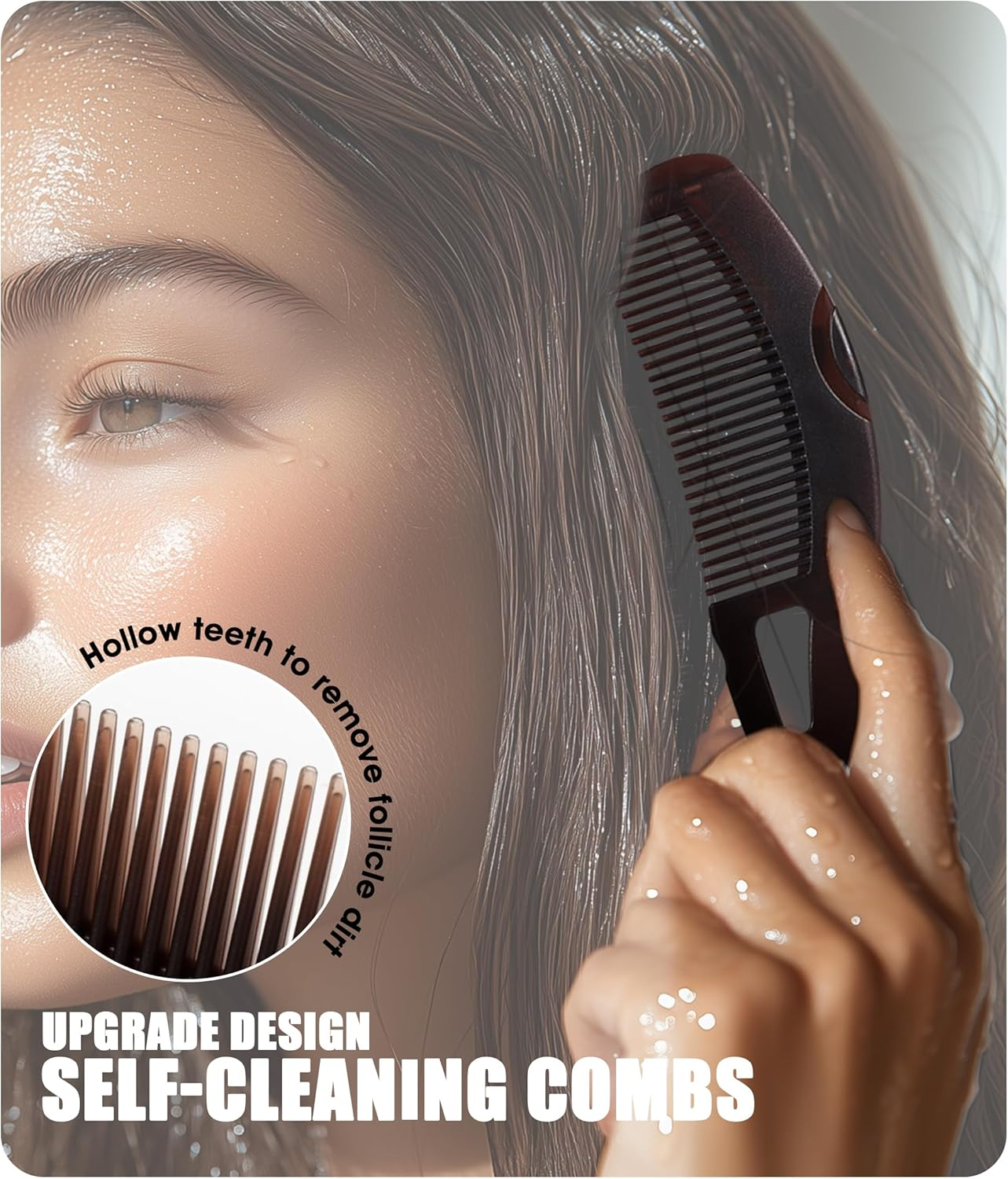 Pack of 4 Dandruff Comb, Detox Comb, Hollow Tooth Scalp Comb, Dandruff Massage Comb, for Healthy Hair, for Men and Women image number 2