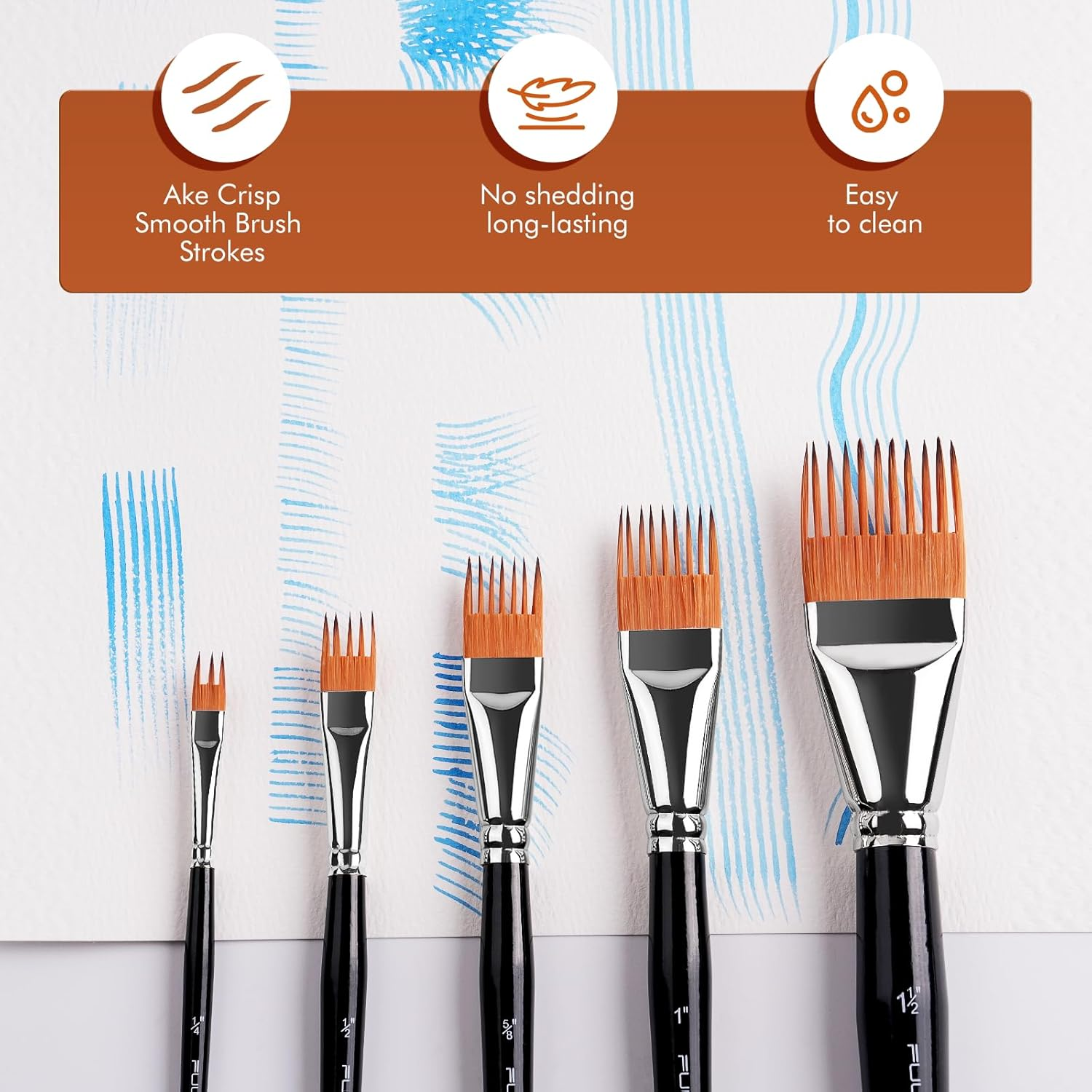 Grainer Brush Set&ndash;5Pcs Professional Flat Comb Brushes for Unique Texture Painting Perfect for Artists Acrylic, Watercolor and Oil image number 2