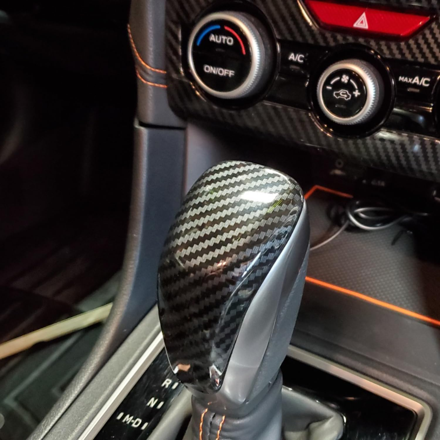 For Subaru ABS Carbon Fiber Gear Shift Knob Cover Trim for Subaru Forester 2019-2021, for Crosstrek 2018-2021, for Impreza 2017-2021, for Outback 2020 2021 image number 4