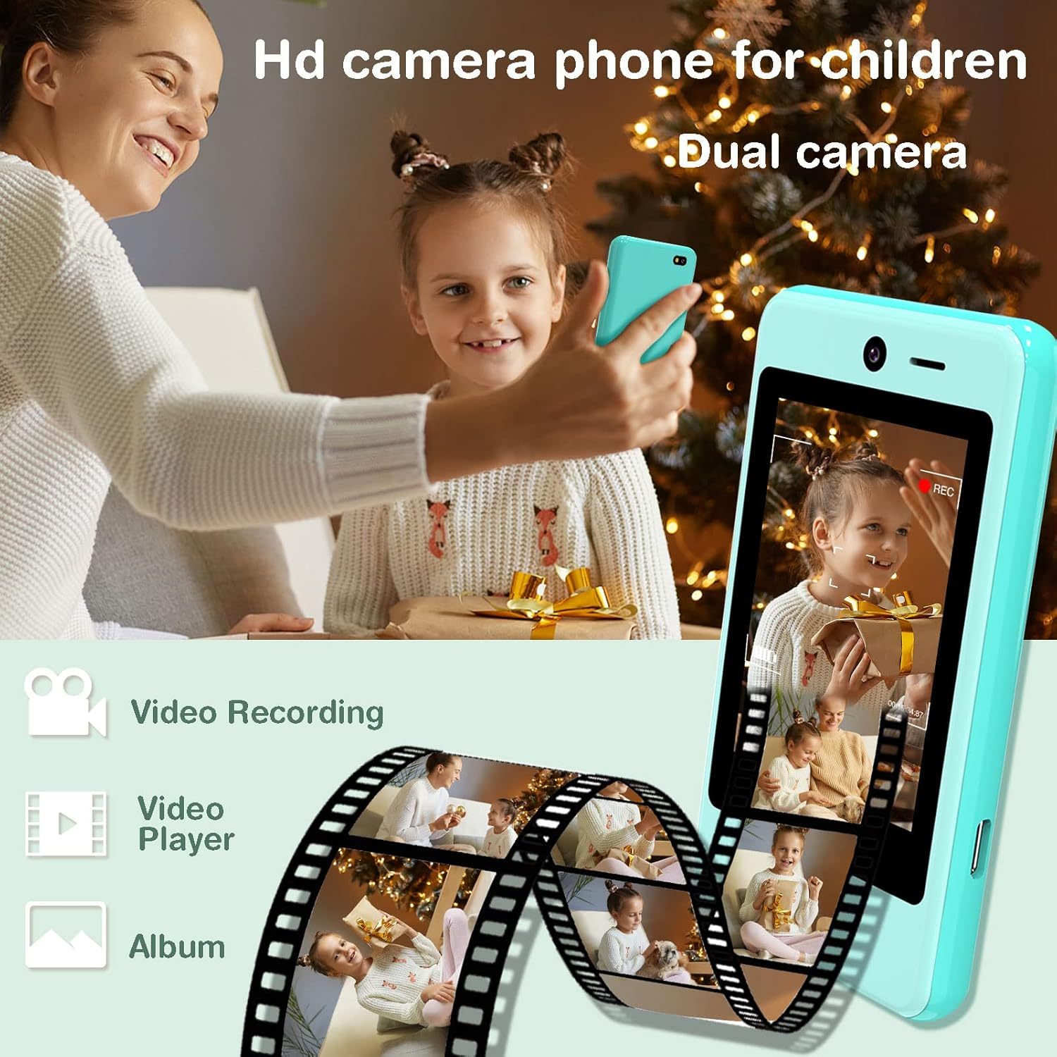 PTHTECHUS Kids Smartphone with Music Game, 3.8 Inch Large Touchscreen Mini Pad Toy with MP3 Dual Cameras 16 Game Calculator Pedometer Flashlight Small Phone Present for 4-12 Girls Boys Gifts image number 4