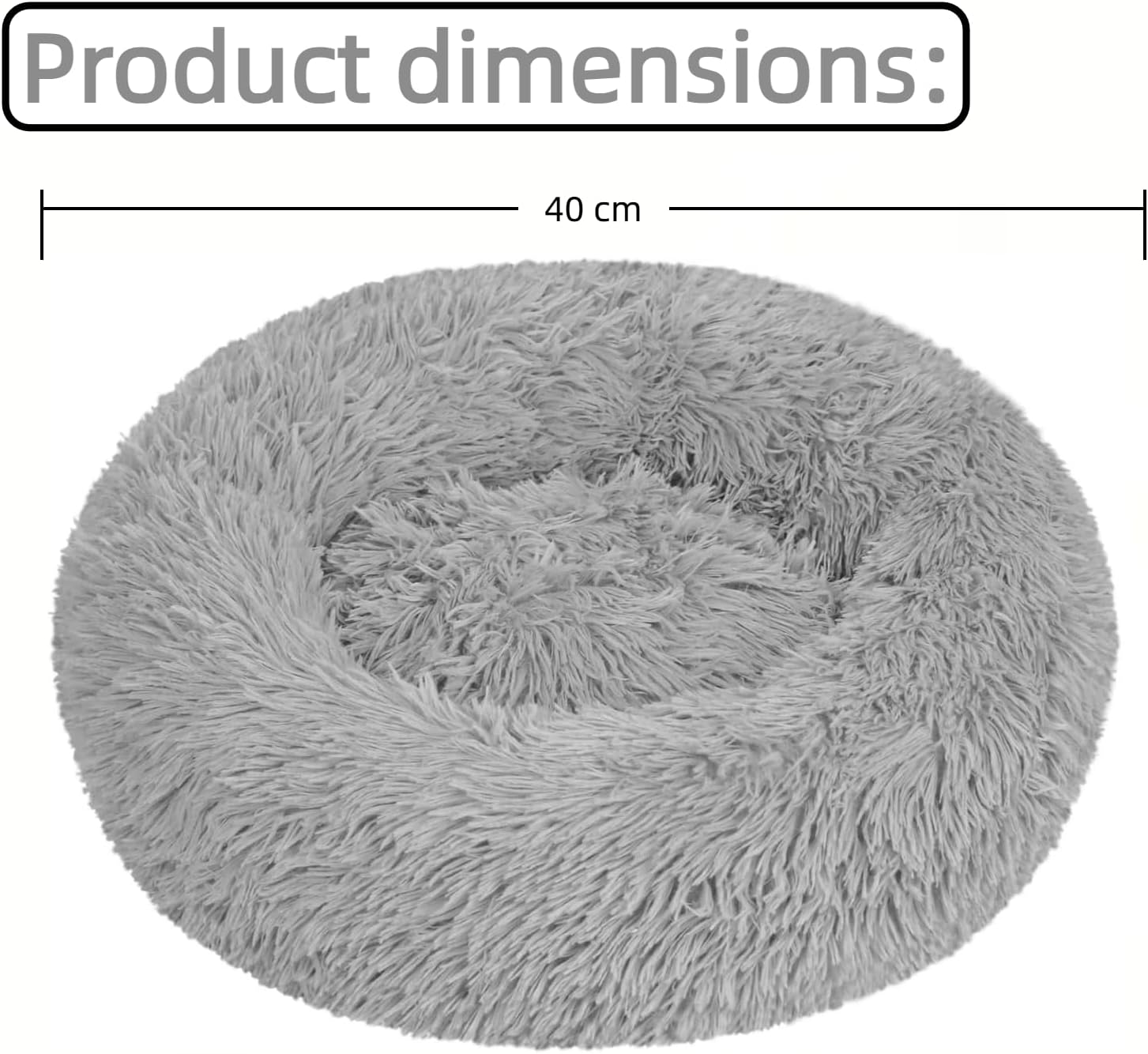 Plush Pet Bed, Doughnut Pet Bed, Cat Bed, Fluffy, Dog Bed, round Dog Cushion, Cat Basket, Sleeping Area, Plush Cat Cushion, Dog Cushion, Washable Puppy Bed, 40 Cm, Grey image number 6
