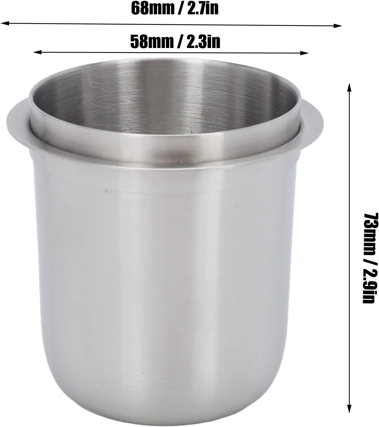 Dosing Cup, 58Mm Stainless Steel Coffee Dosing Cup, Portafilter Dosing Cup, Espresso Dosing Cup for Coffee Tamper, Espresso Coffee Machine Tools, Fits 58Mm Portafilters (Silver)