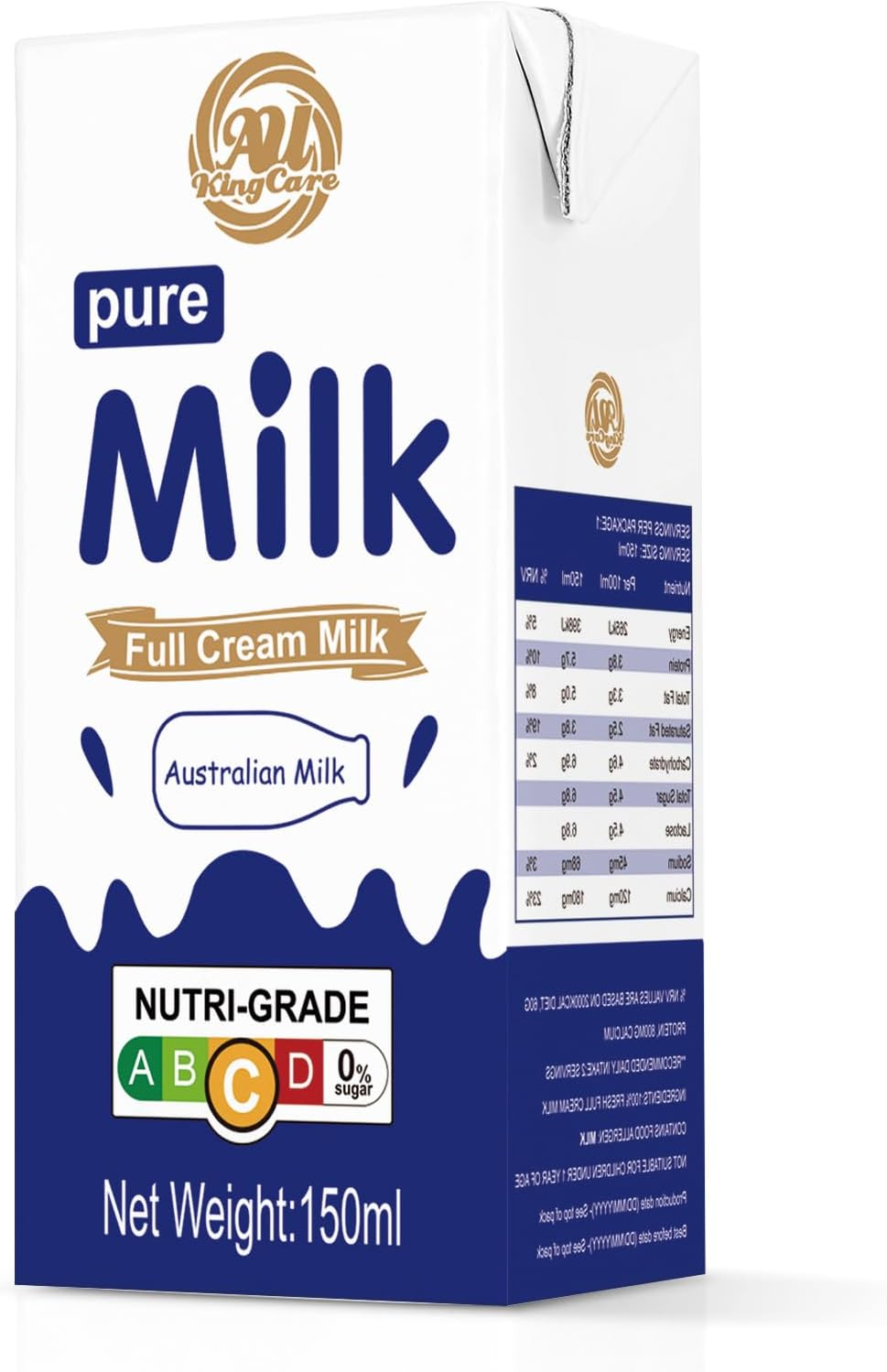 Au Kingcare Pure Full Cream Milk 150Ml*32Box/Carton - Foil Tab Packaging, Eco-Friendly image number 5