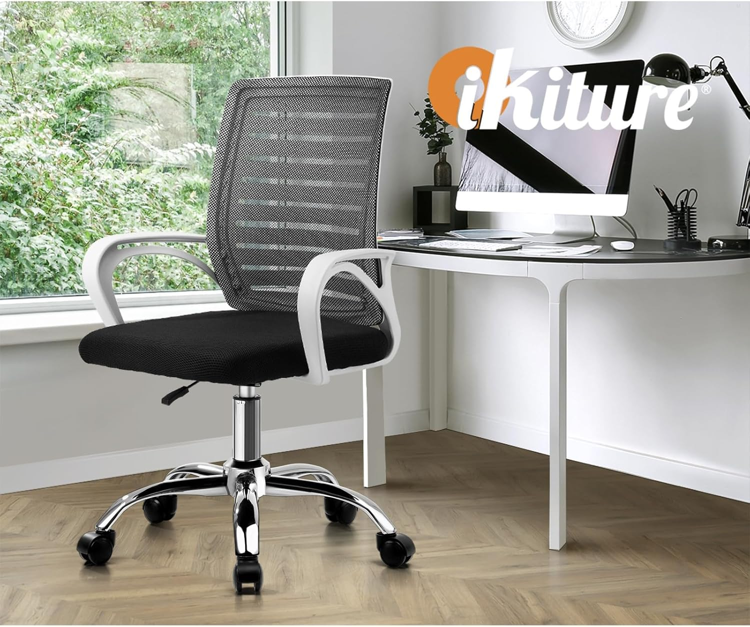 Oikiture Office Chair Ergonomic Mesh Executive Seat Gaming Racing Computer Desk Chair &ndash; White Black image number 5