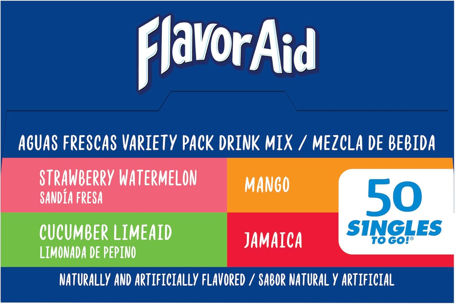 Flavor Aid Aguas Frescas Singles to Go Variety Pack, Powdered Drink Mix, 1 Box (50 Single Servings) image number 6
