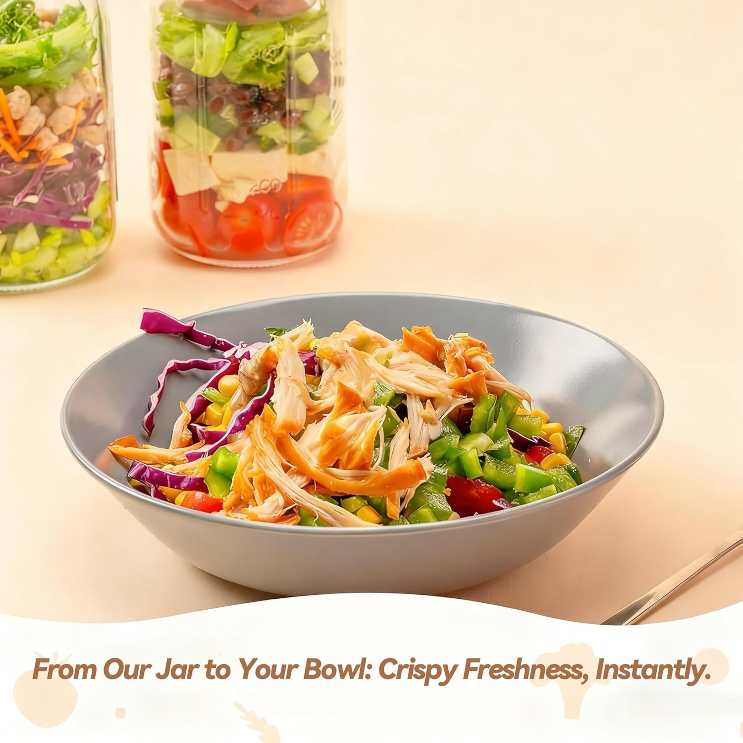 Telfun 4 Pack Glass Salad Jars with Lids Meal Prep, Leakproof Salad Container for Lunch, 32Oz Mason Jars image number 1