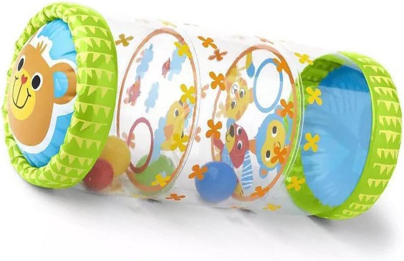 RIZGHWOY Baby Beginner Crawling Roller with Balls and Bells Nonleaking Inflatable Roller Toy for 3 Months to 3 Years Old Babies image number 2