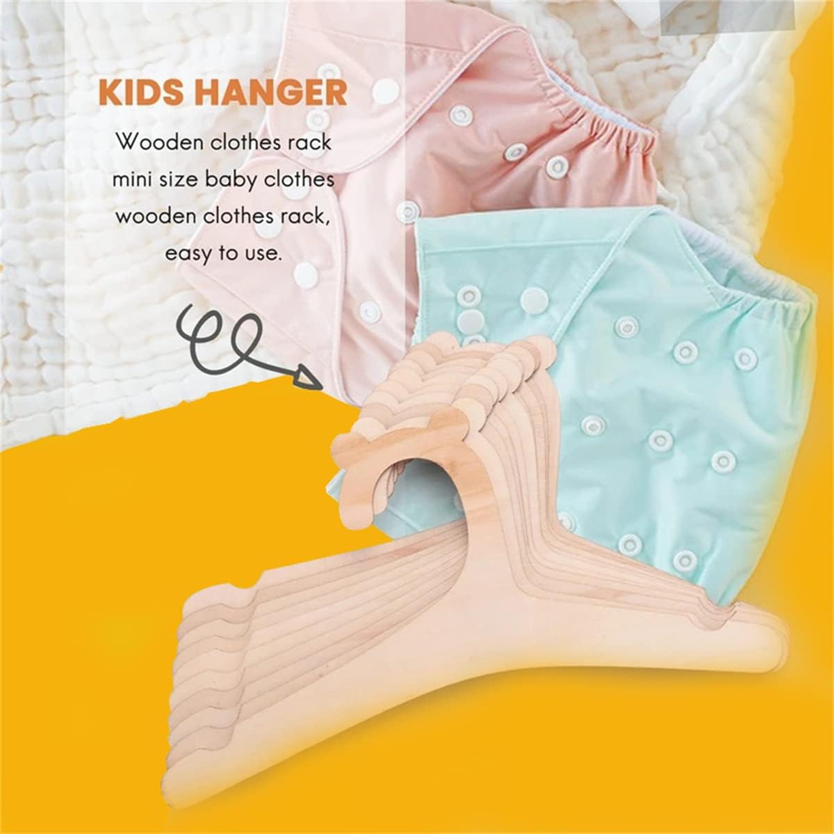 Newborn Hangers for Baby Clothes,Baby Children Wooden Hangers for Clothes Hangers - 30 Pcs Set (9 Inches) image number 3