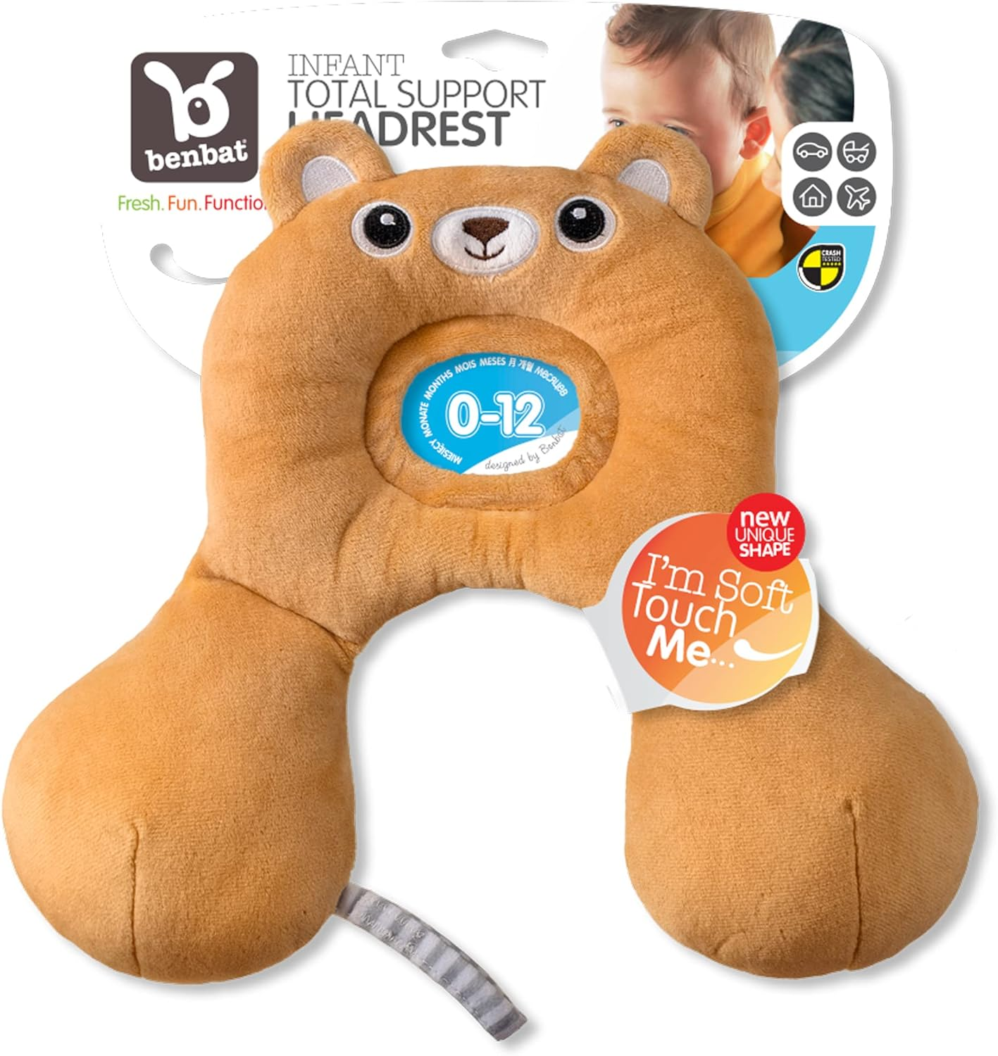 BENBAT Bear Design Travel Friends Headrest for 0 to 12 Months, Orange, 0-12 Mths (211) image number 3