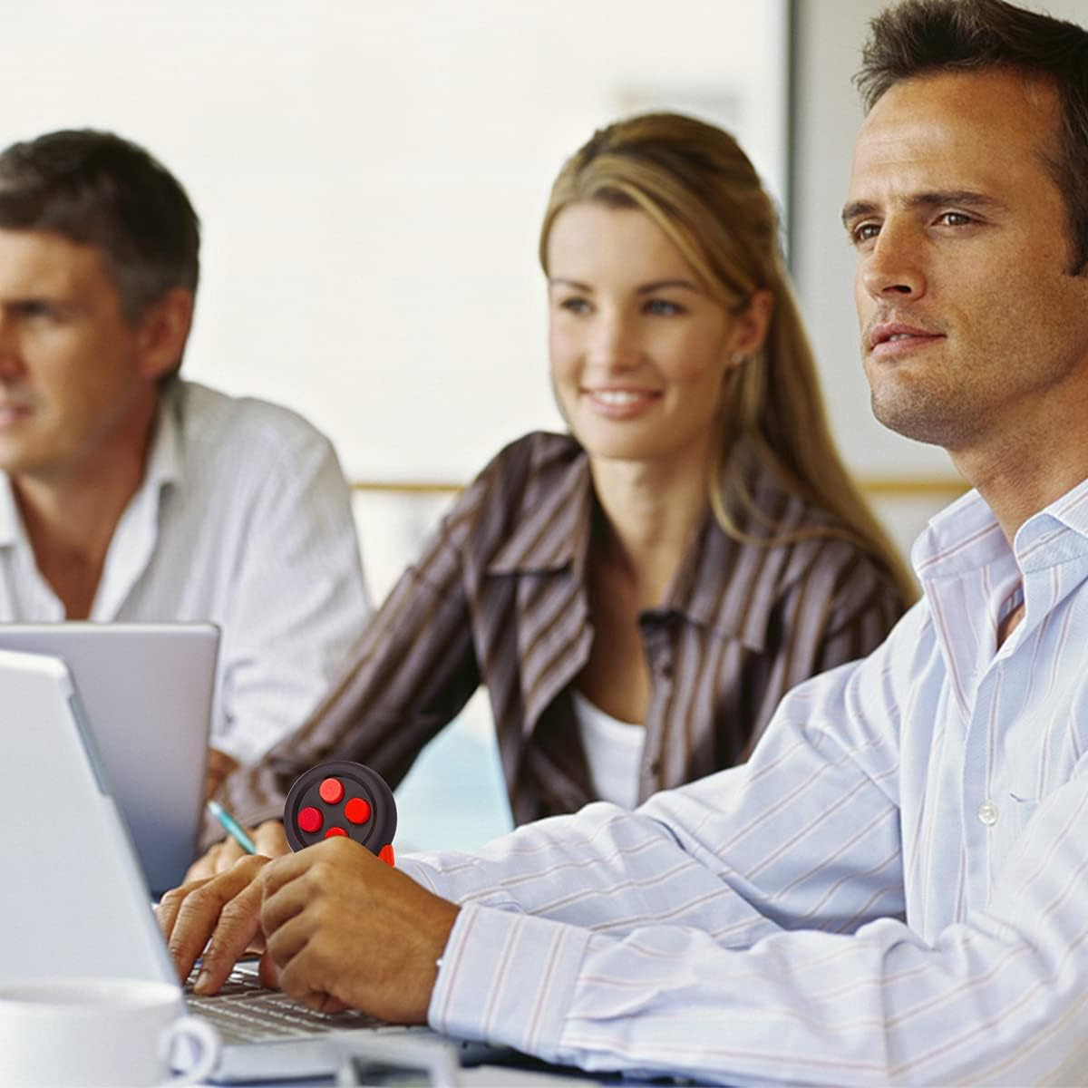 Small Fidget Pad Buttons Controller Toys for Kids Adults with Anxiety and Autism (Black & Red) - Black,Blue image number 3