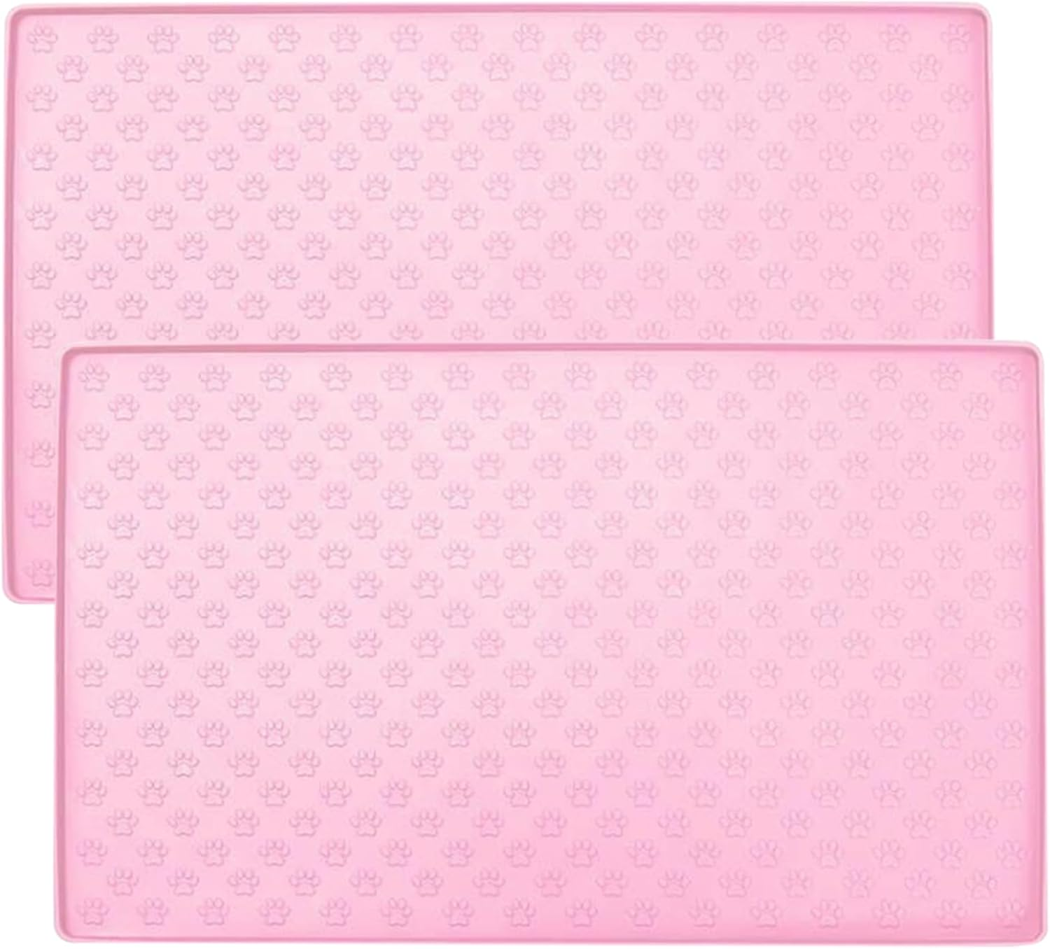 Silicone Waterproof Pet Feeding Mats - Non-Slip Dog & Cat Food Mat with Paw Pattern, Easy Clean Placemat Tray to Prevent Food/Water Residues & Overflow (Pink) image number 3