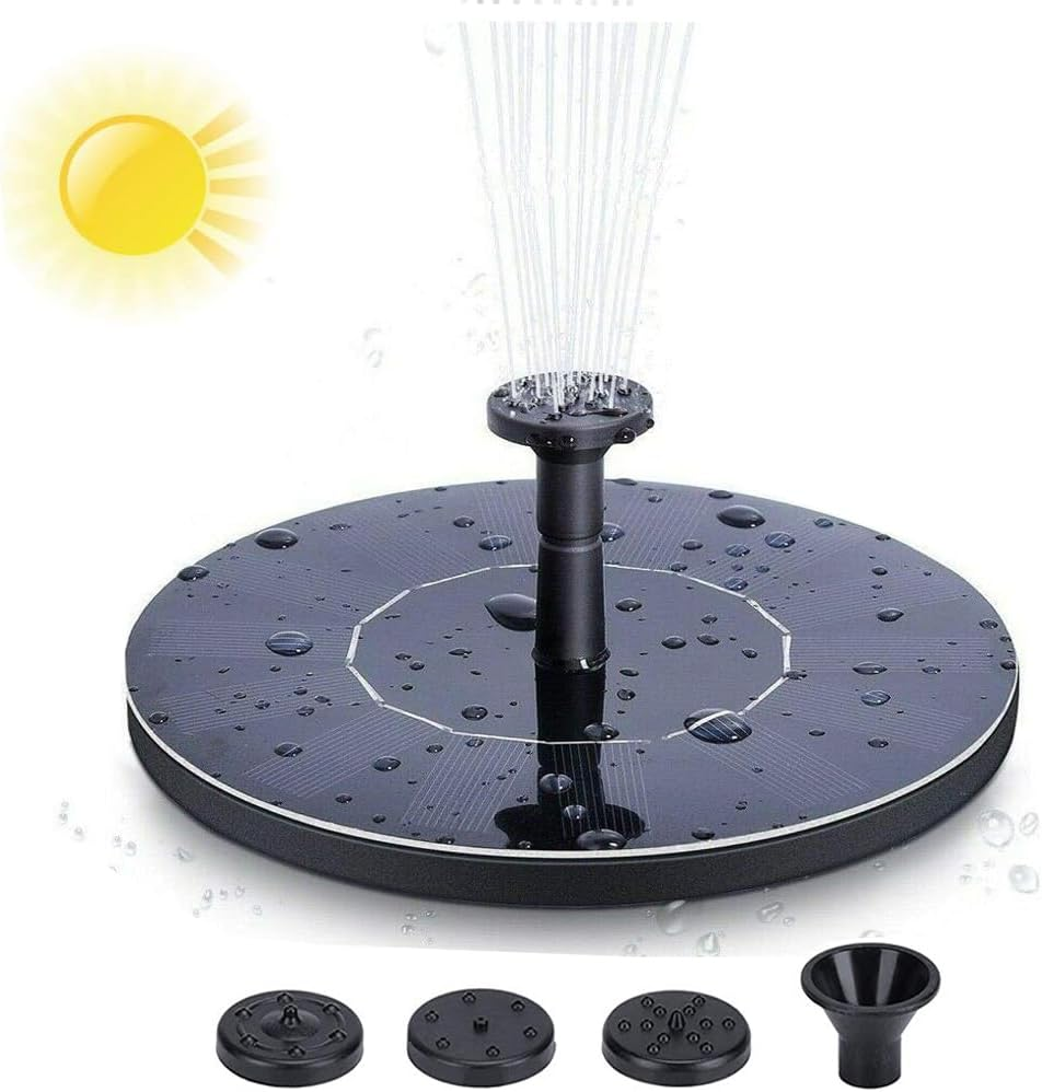 Solar Fountain Pump,Solar Bird Bath Fountain Pump with 4 Nozzle, Floating Solar Powered Water Fountain Pump for Bird Bath, Garden, Pond, Pool, Outdoor, Aquarium image number 4