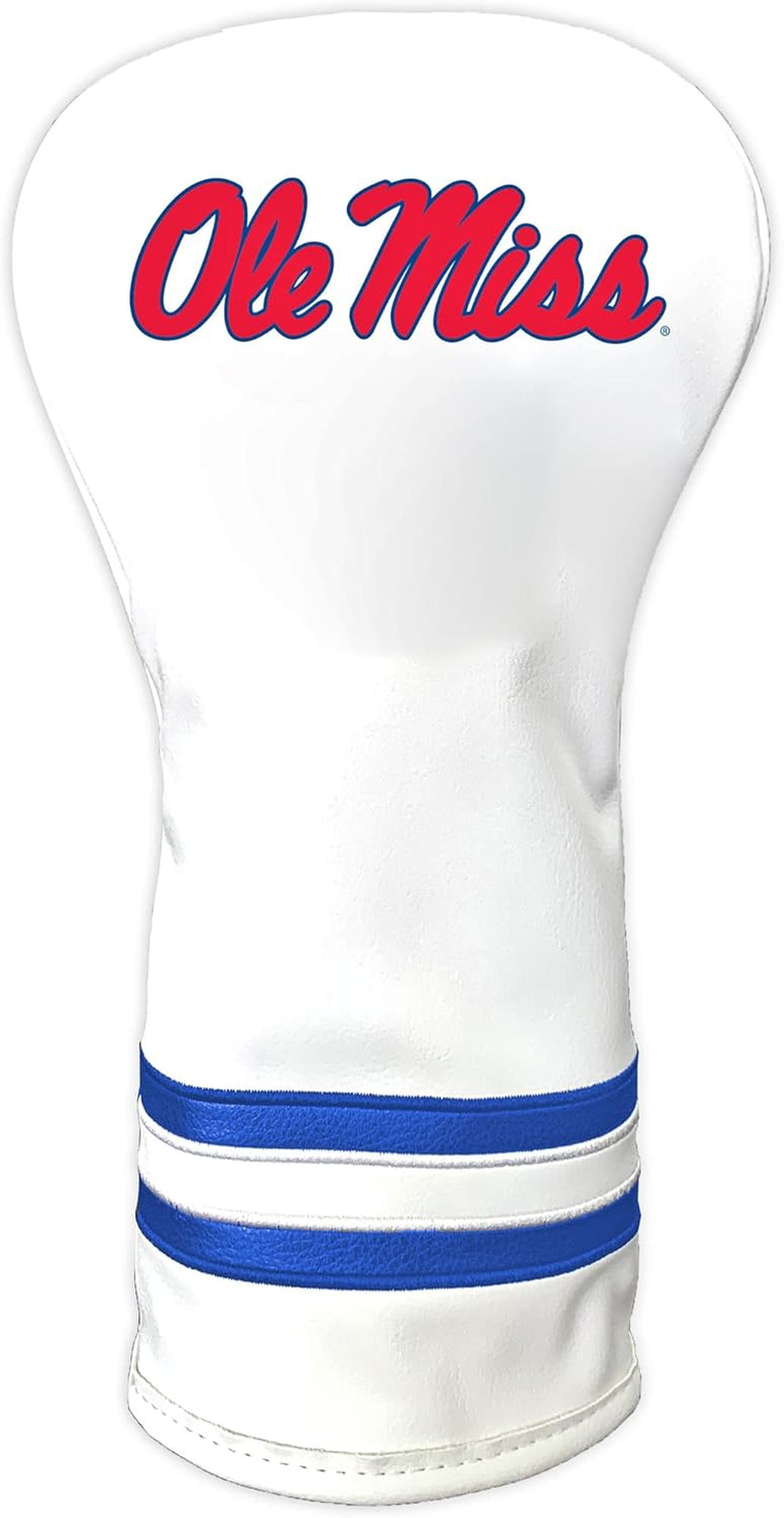 Team Golf NCAA White Vintage Driver Golf Club Headcover, Form Fitting Design, Retro Design &