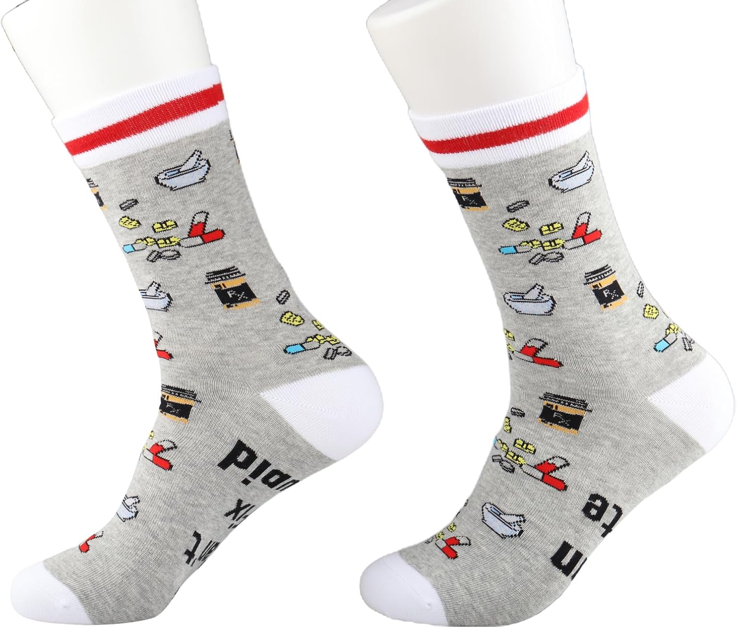 PXTIDY 2 Pairs Pharmacist Socks Pharmacist RX Gift Pharmacy Tech Gift We Can'T Fix Stupid but We Can Medicate It image number 5