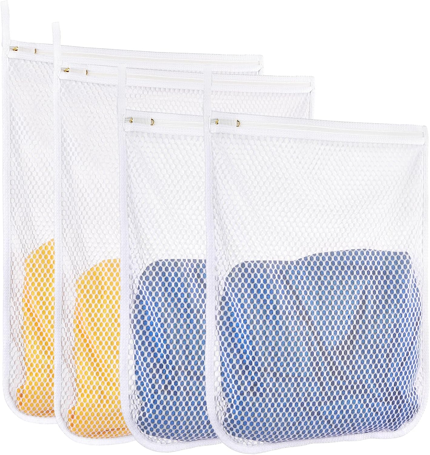 3 Pcs Durable Honeycomb Mesh Laundry Bags for Delicates 12" X 15" (3 Medium) image number 4