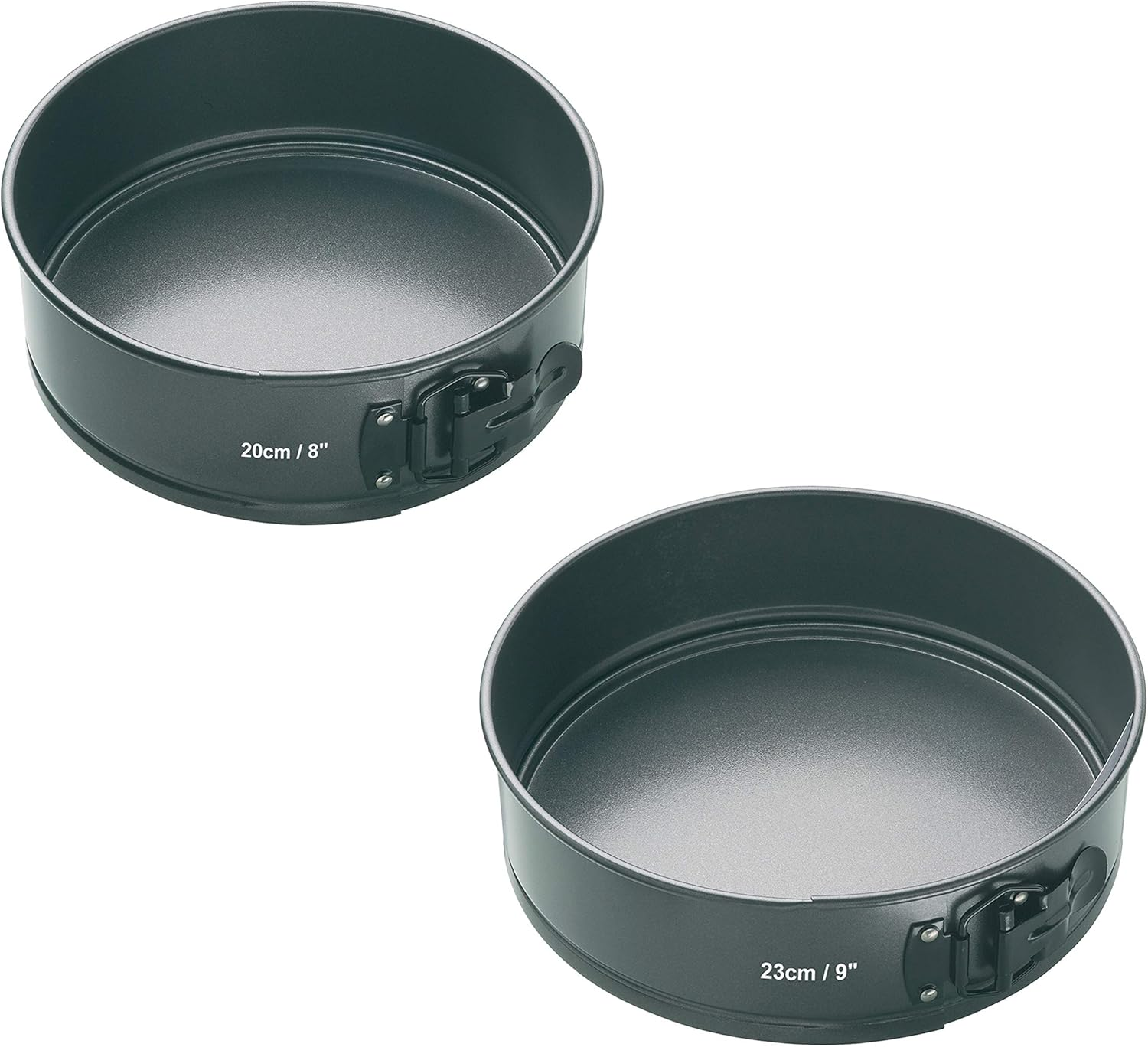 Masterclass KCMCHB45 30 Cm Springform Cake Tin with Loose Base and PFOA Non Stick, Robust 1 Mm Carbon Steel, 12 Inch Extra Large round Pan, Grey - 20 Cm, 23 Cm