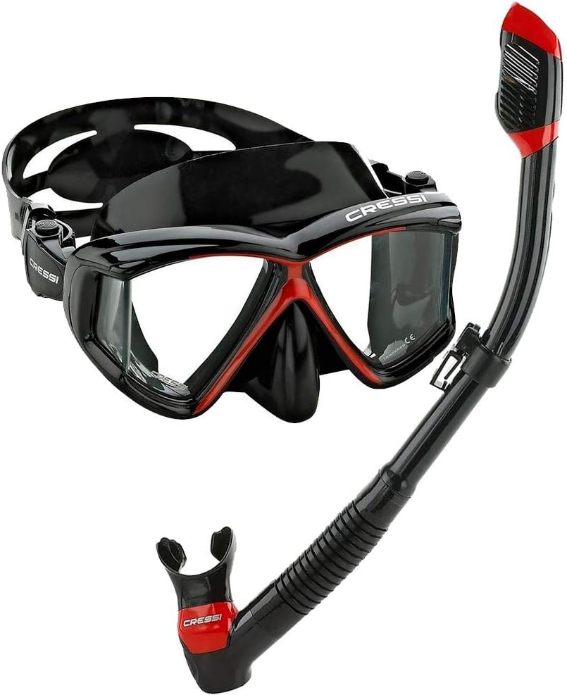 Cressi Panoramic Wide View Mask & Dry Snorkel Kit for Snorkeling, Scuba Diving - Pano 4 & Supernova Dry: Designed in Italy