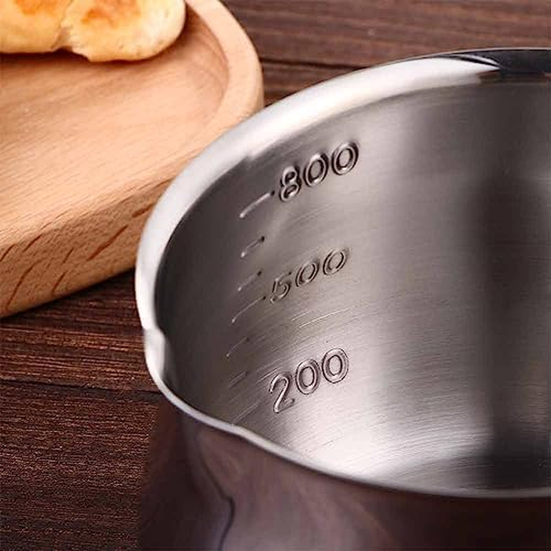 Leadigol 1PCS Stainless Steel Milk Pan,Non-Stick Milk Pot Small Saucepan Cheese Pot with Pour Spout for Kitchen