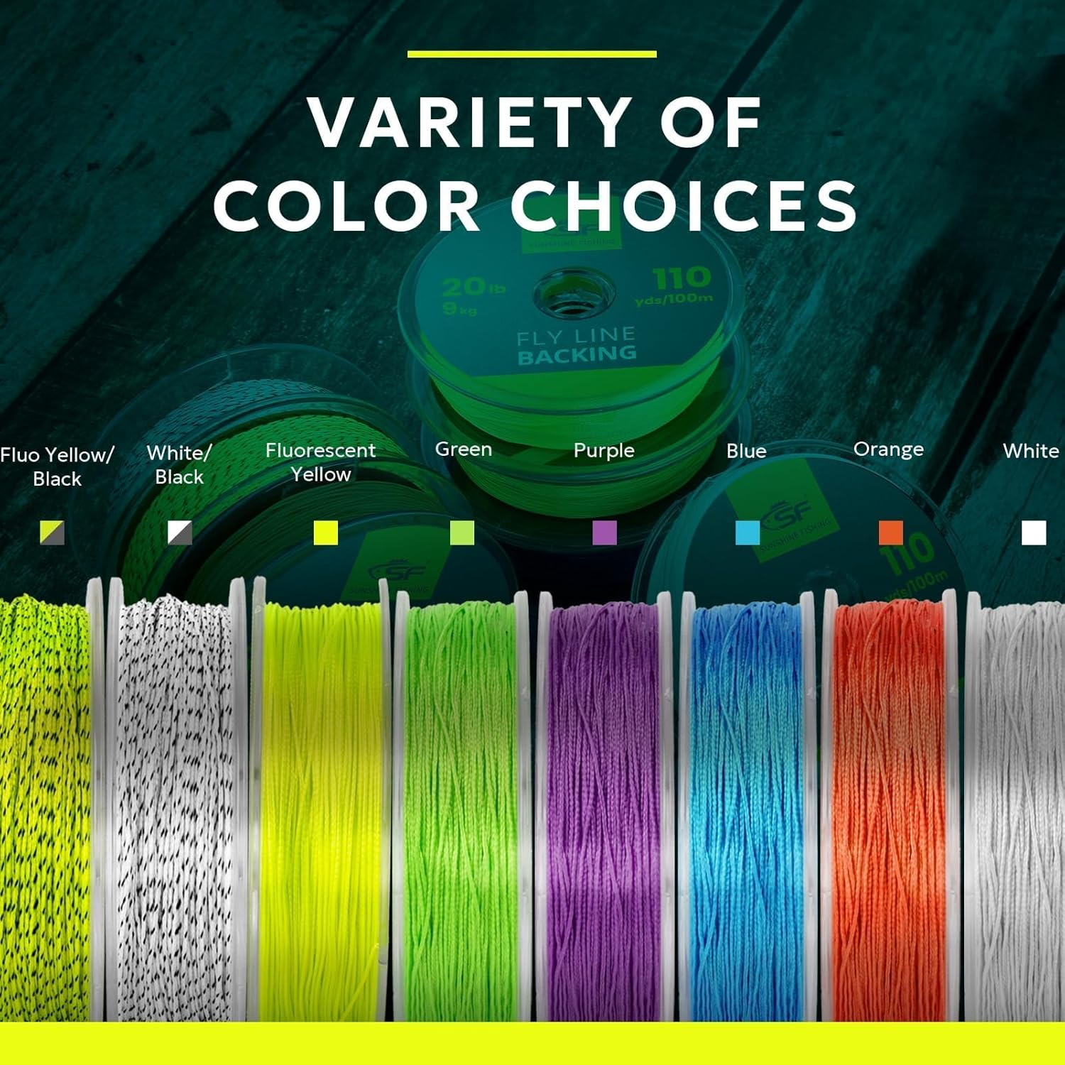 SF Geflochtene Fliegenfischschnur, Forellenschnur, 9 Kg, 13,6 Kg, 50 M, 100 M (Orange, Gr&uuml;n, Blau, Wei&szlig;, Neongelb, Lila, Schwarz Und Gelb) image number 2