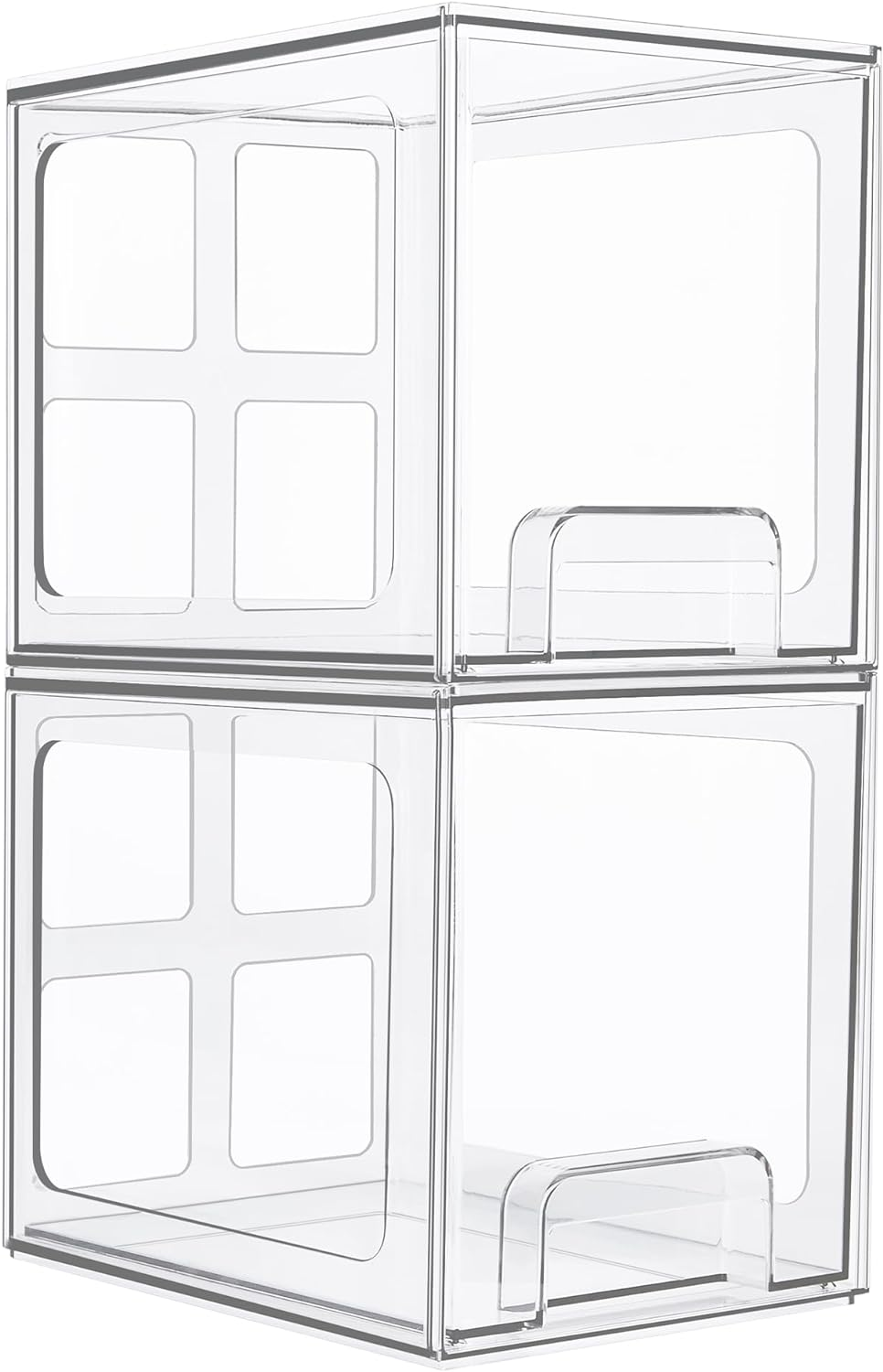 2 Pack Stackable Makeup Organizer Storage Drawers, Vtopmart 6.6&rsquo;&lsquo; Tall Acrylic Bathroom Organizers，Clear Plastic Bins for Vanity, Undersink, Kitchen Cabinets, Pantry Organization and SVM10001 image number 3