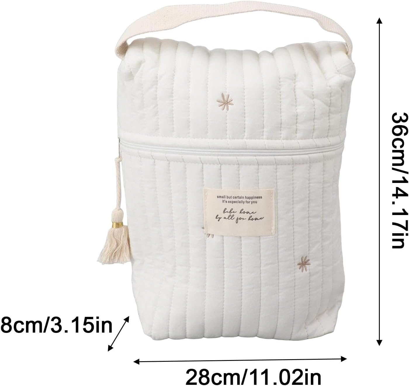 Pacifier Holder Bag, Nappy Storage Bag, Quilted Diaper Bag with Zipper, Portable Dummy Bag with Handle, Soft Toy Cloth Storage Bag image number 6