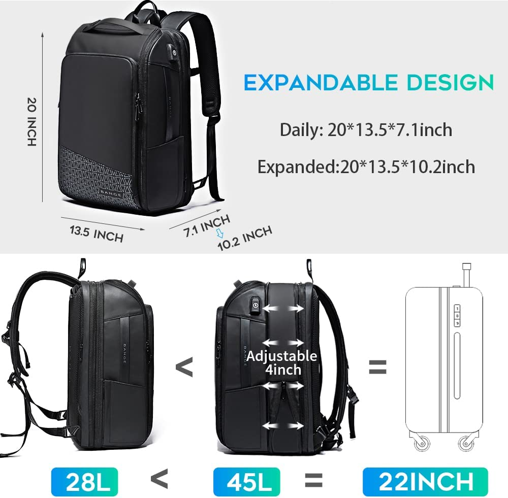 Bange Travel Backpacks,Weekender Carry on Backpack, Waterproof Men'S Business Laptop Backpack for 15.6Inch (All) image number 2